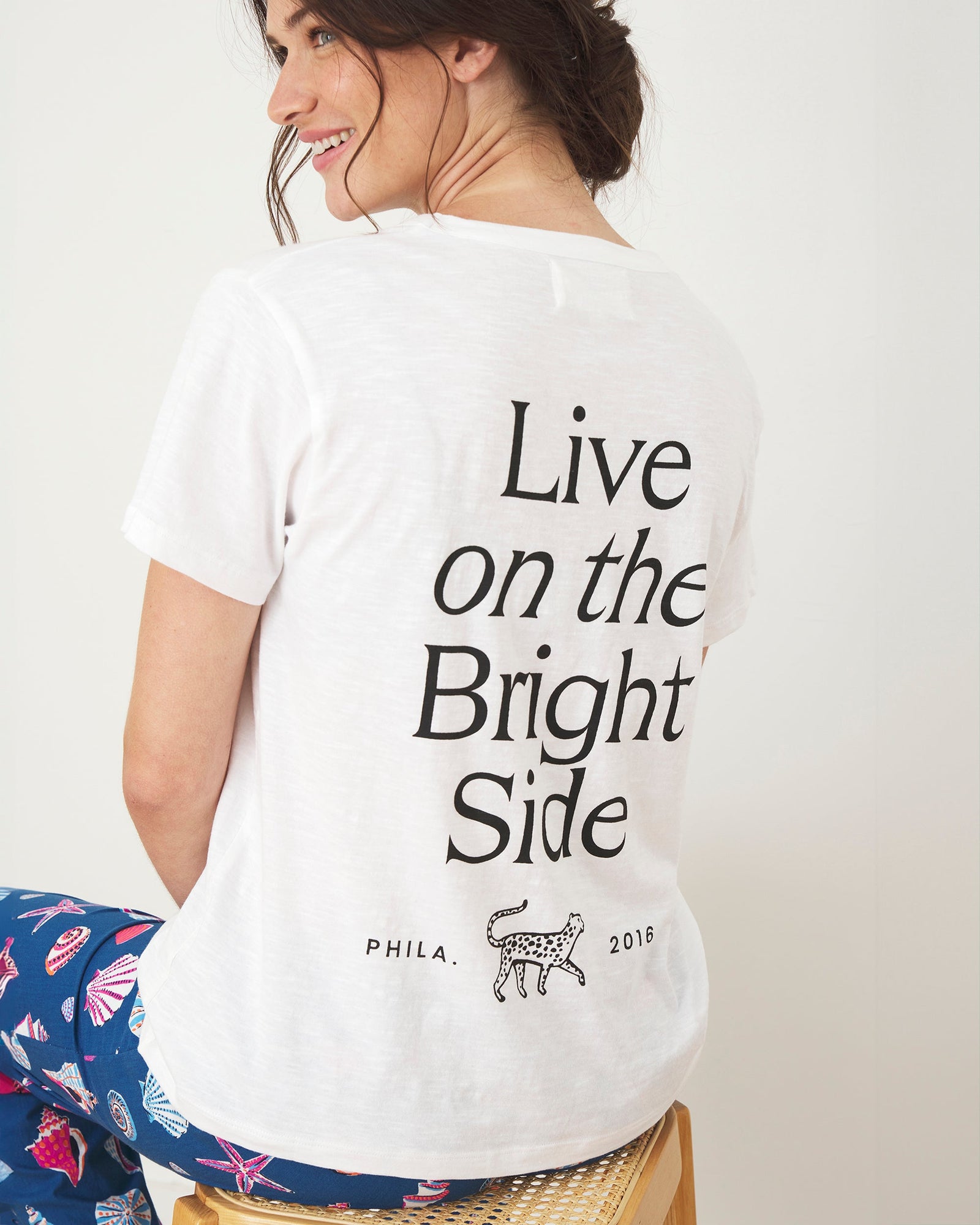 Oversized Graphic Tee | Live On The Bright Side - Cloud