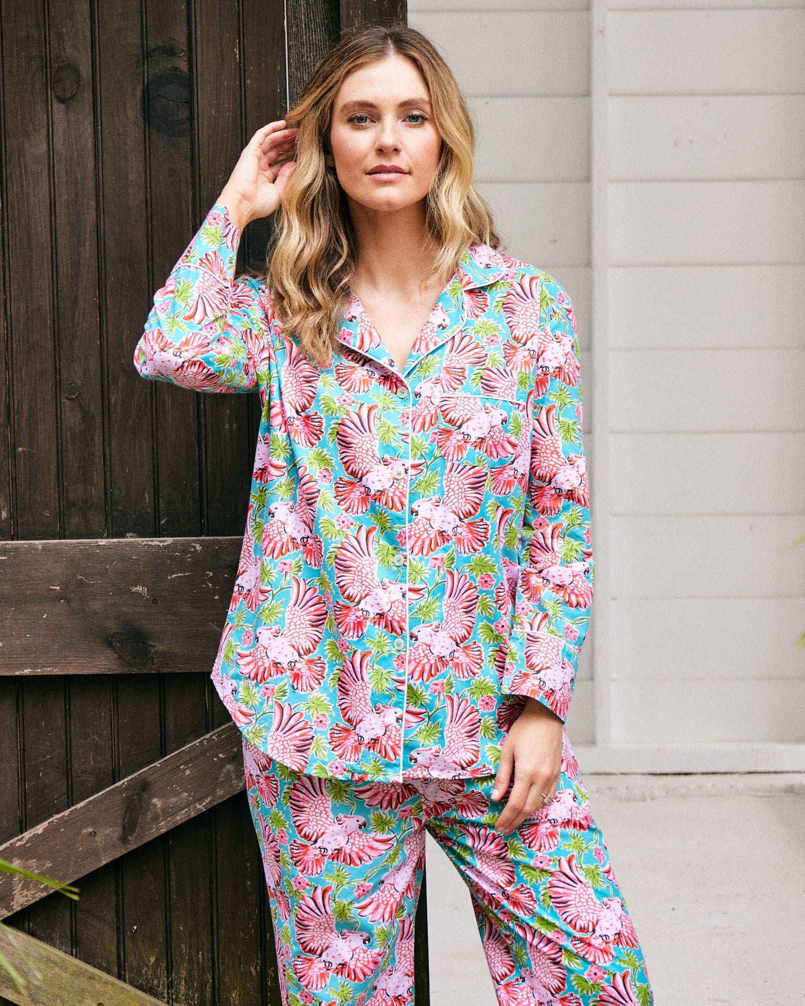Long PJ Set | Playful Parrots - Tropical
