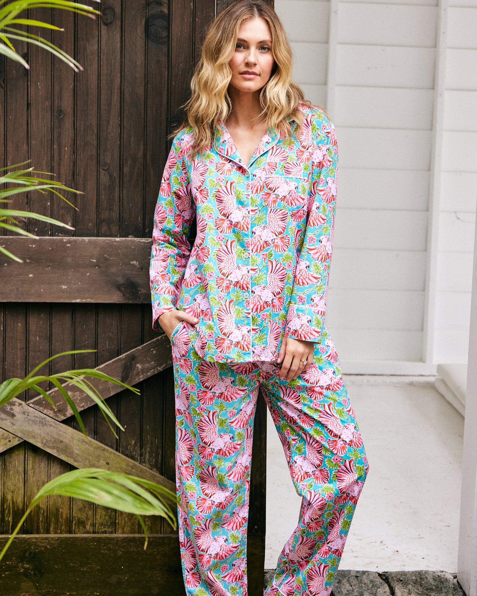 Long PJ Set | Playful Parrots - Tropical