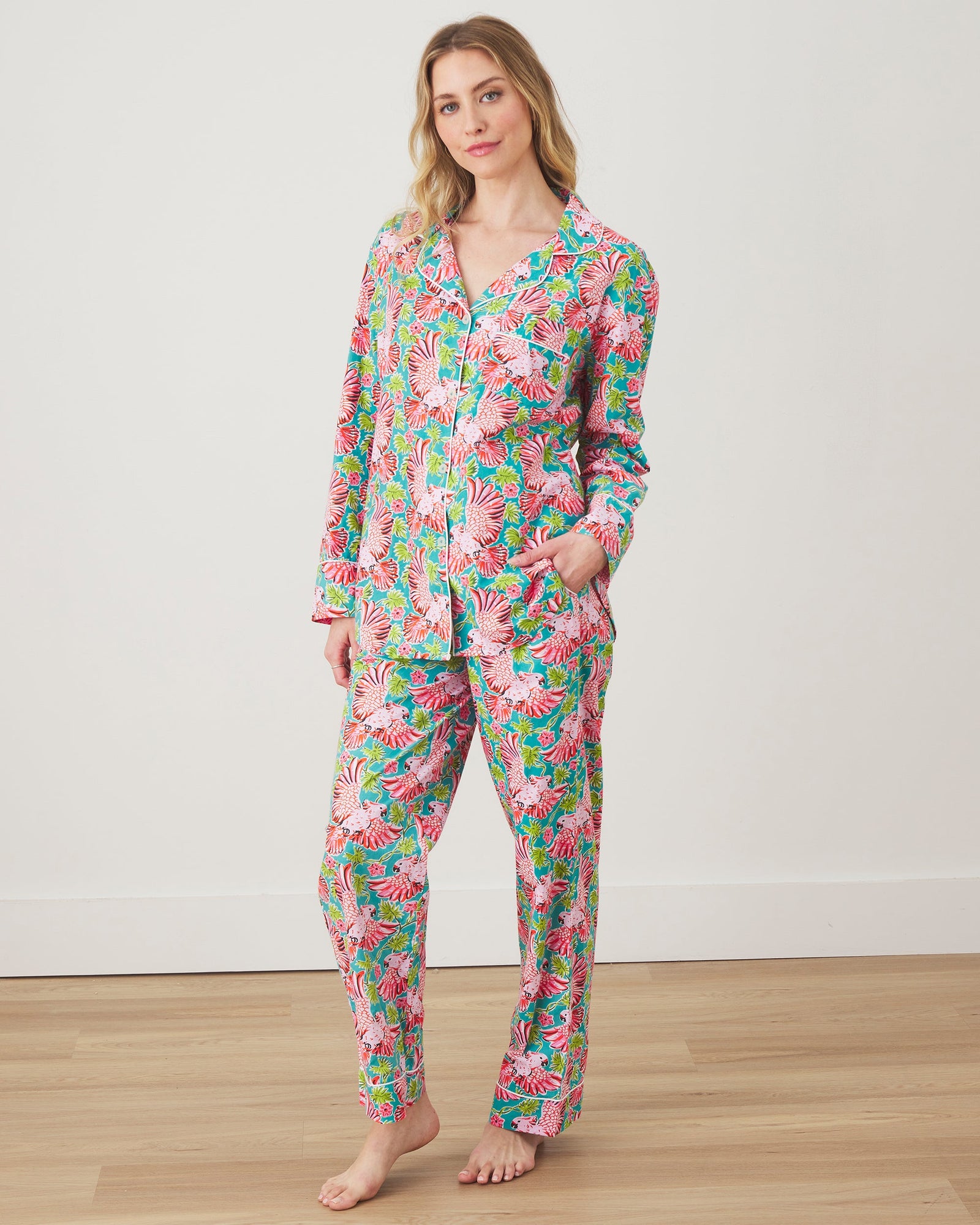 Long PJ Set | Playful Parrots - Tropical