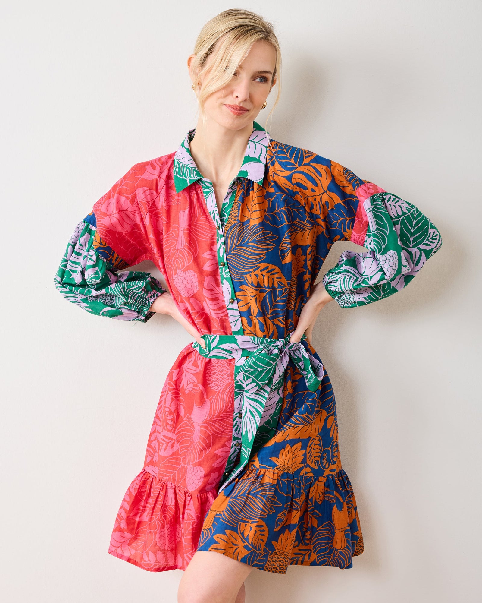 Toucan Treetop - Claudia Dress - Multi Palms - Printfresh