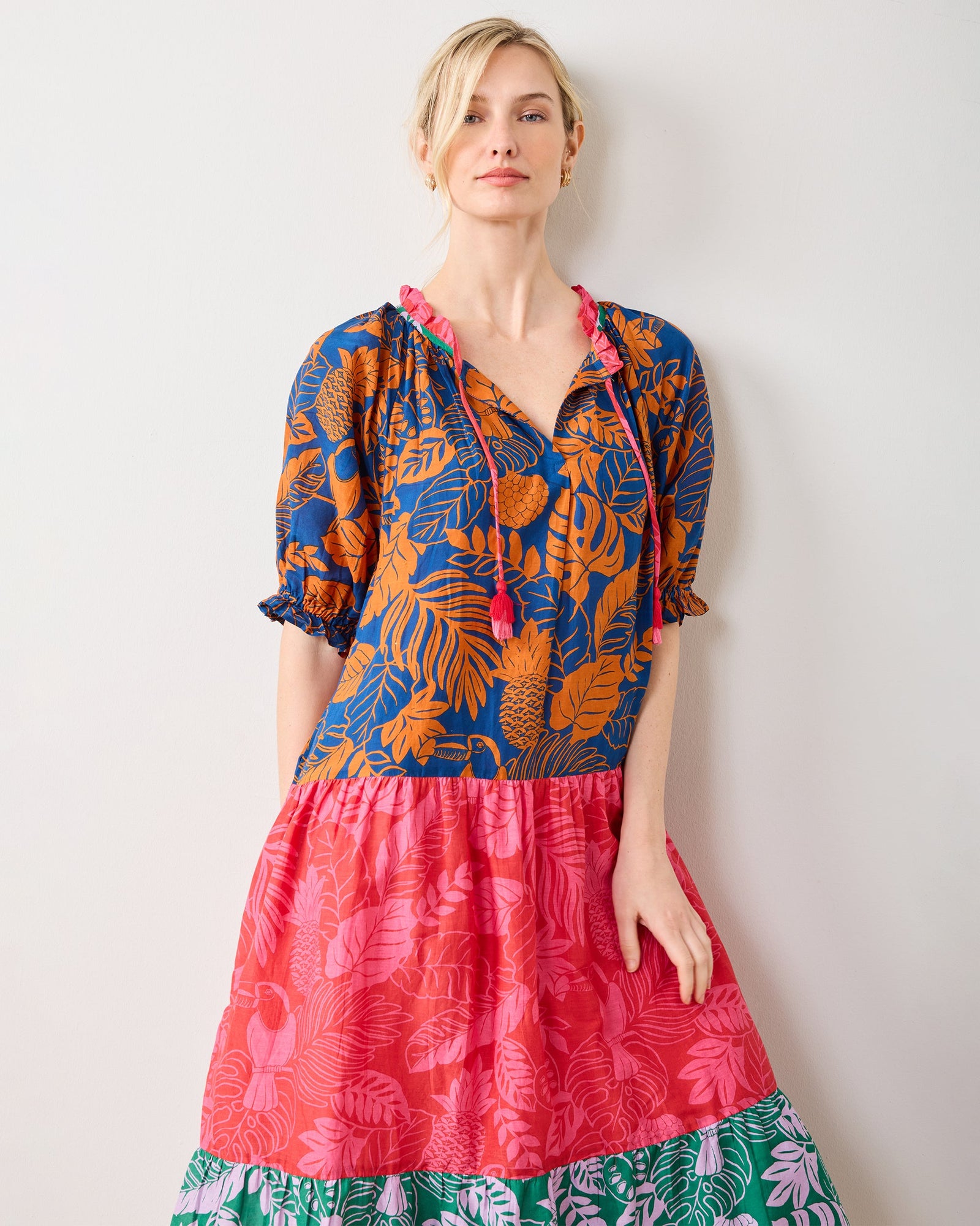 Toucan Treetop - Vibrant Voyage Dress | Multi Palms