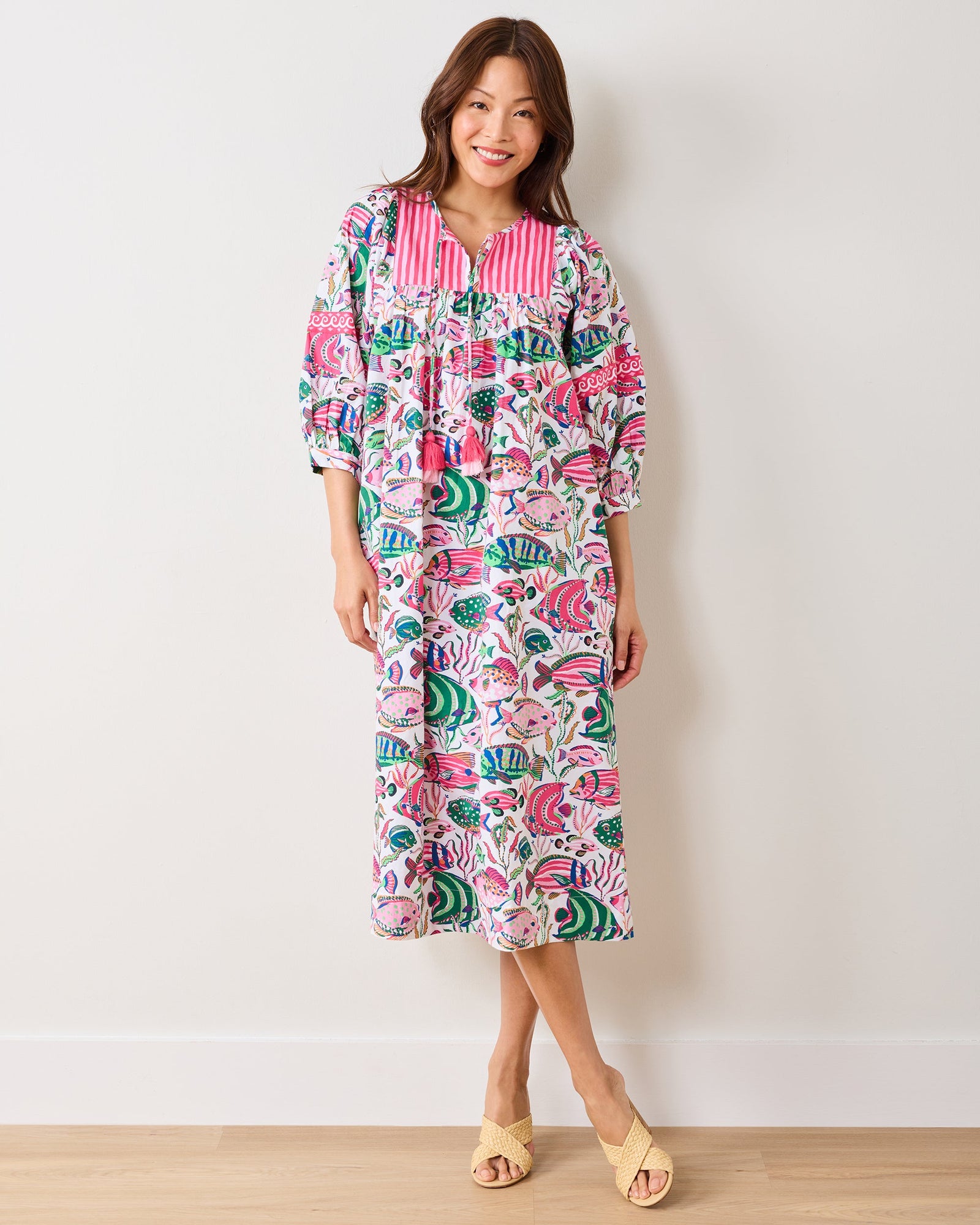 Tropical Fish - Flower Charmer Midi Dress | Cloud
