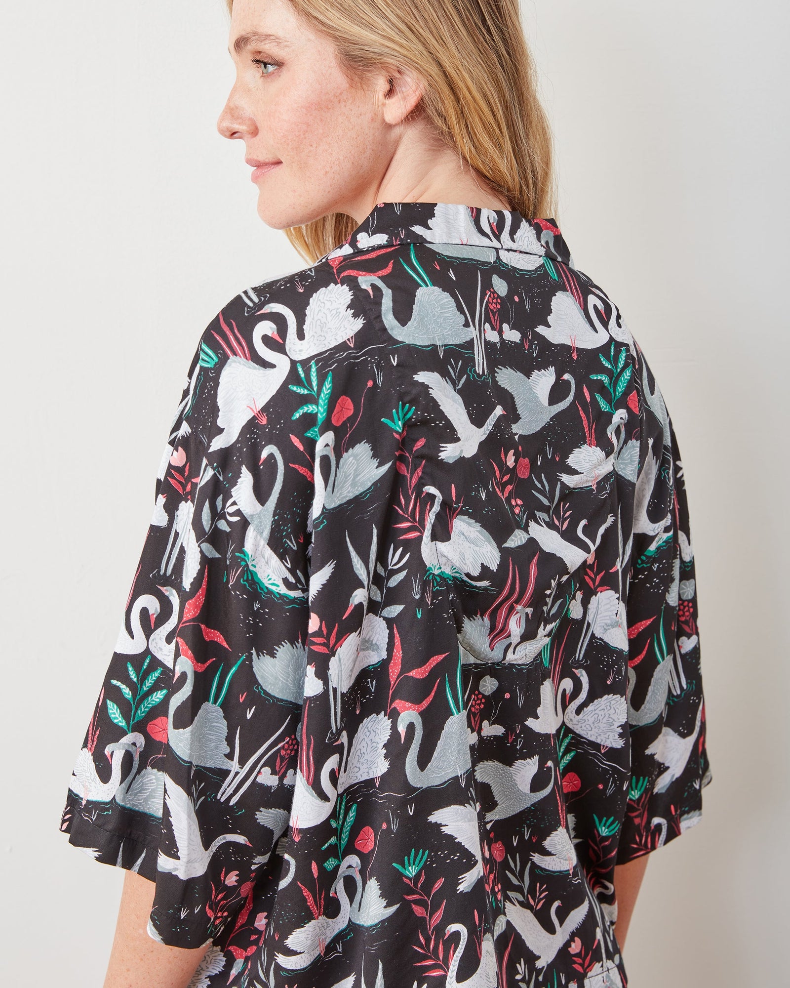Eco Satin Wildest Dreams Set | Enchanted Swans (Black)