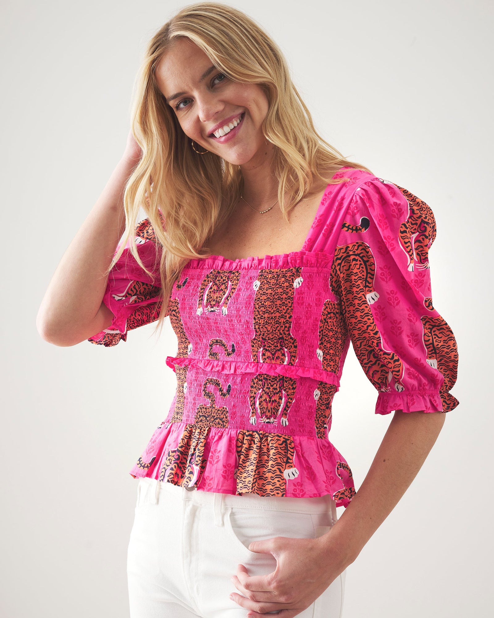 Sophisticated Soirée Top | Siberian Stripes (Pink)