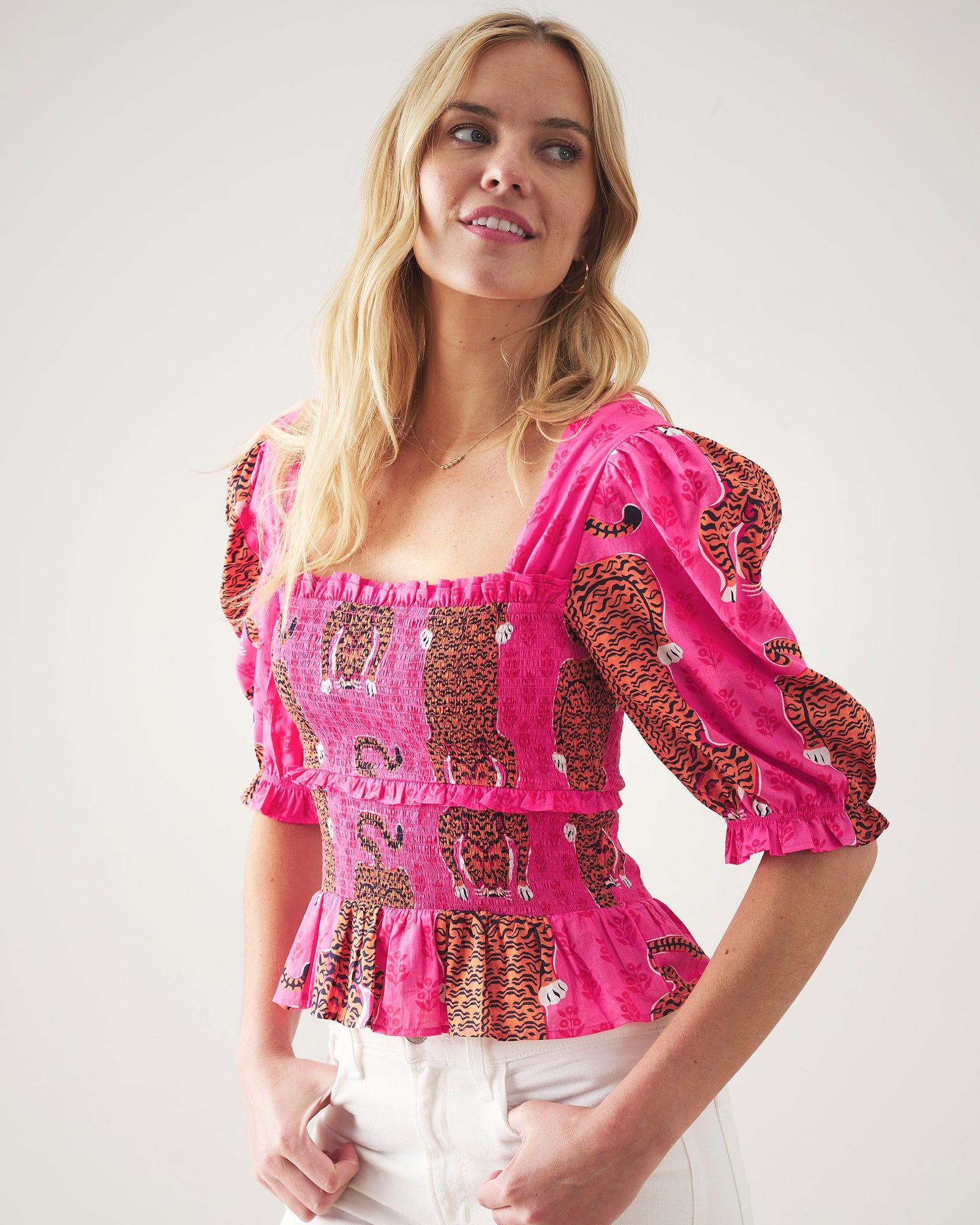 Sophisticated Soirée Top | Siberian Stripes (Pink)