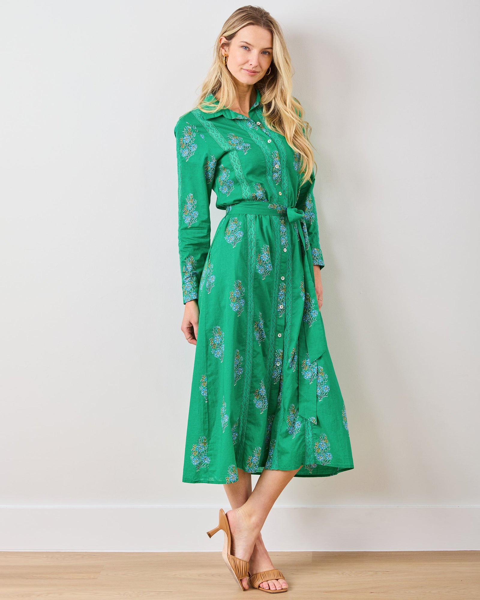Meredith Dress | Bouquet Blossoms - Lucky Green