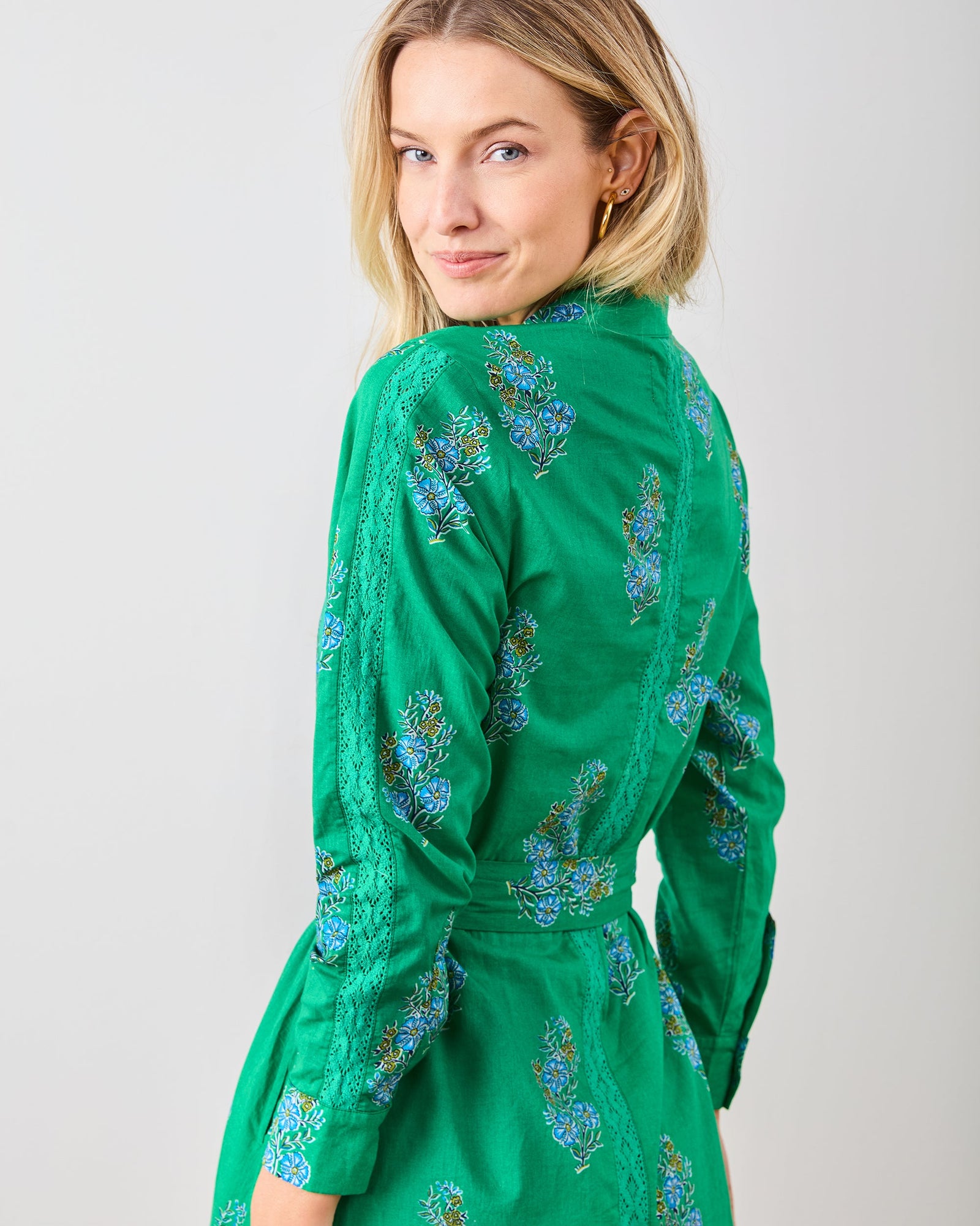 Meredith Dress | Bouquet Blossoms - Lucky Green