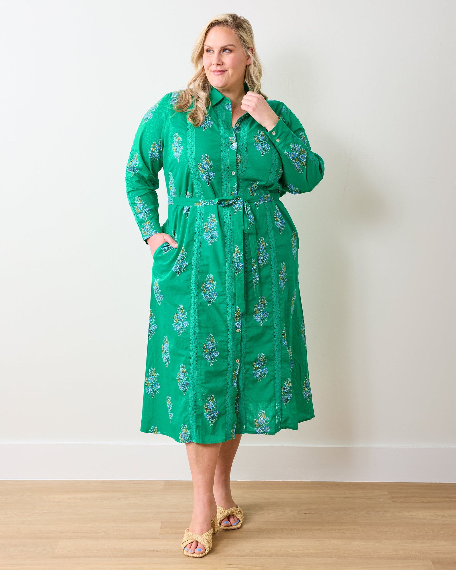 Meredith Dress | Bouquet Blossoms - Lucky Green