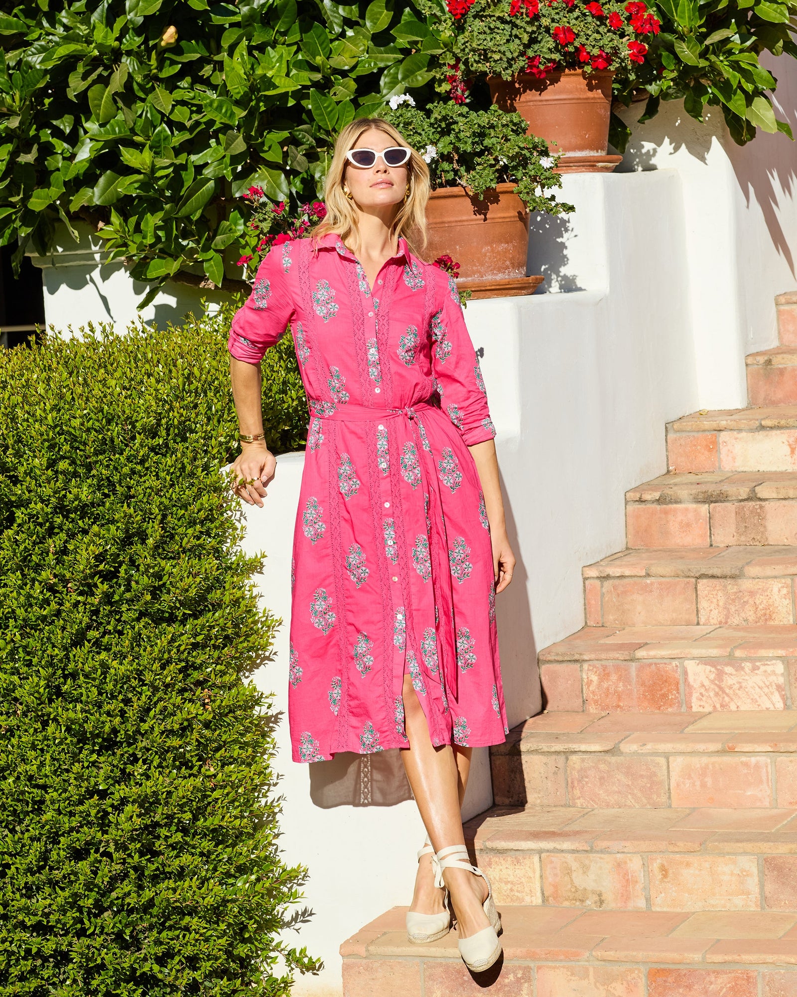 Meredith Dress | Bouquet Blossoms - Hot Pink