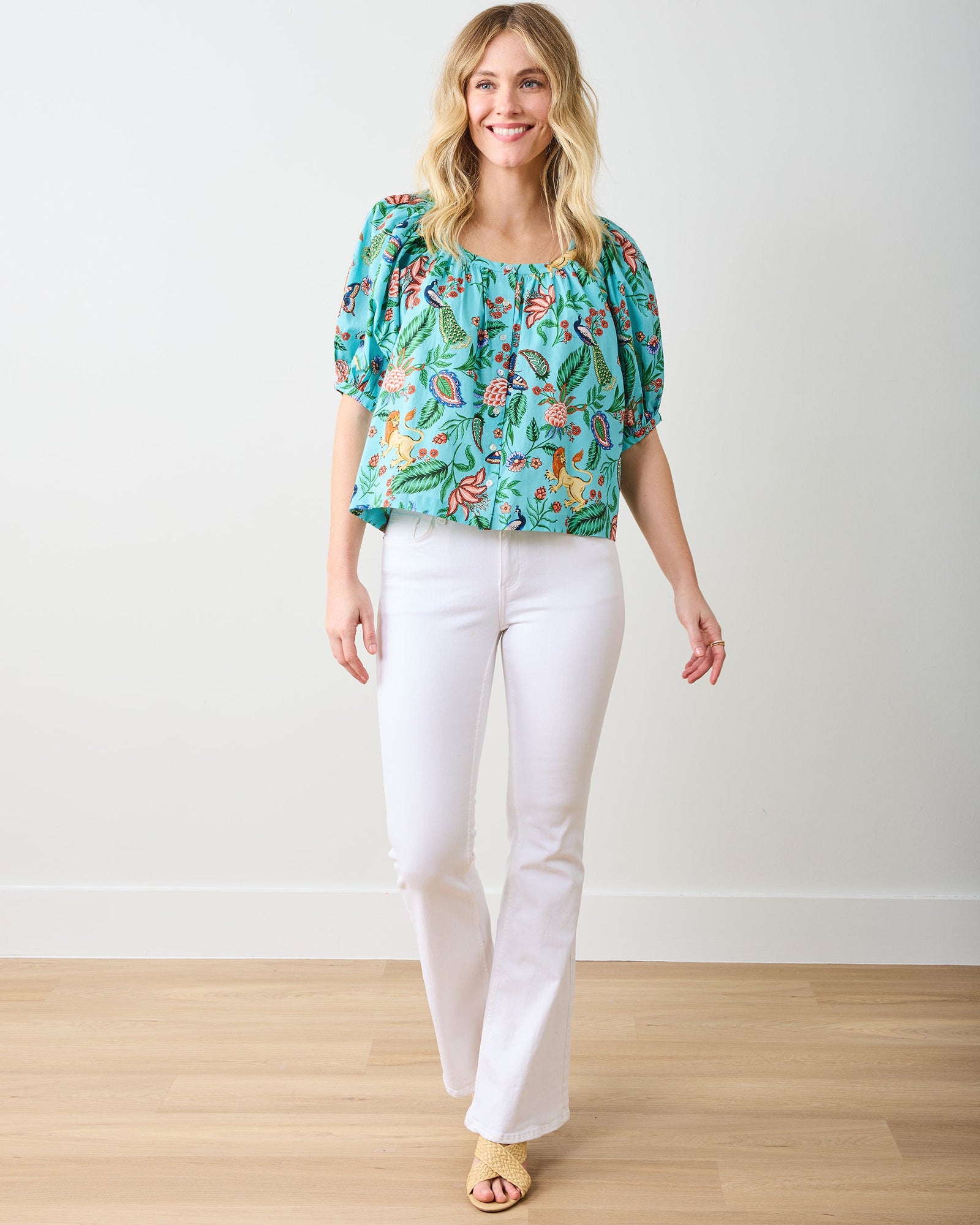 Gilmore Blouse | Garden District - Caribbean Blue