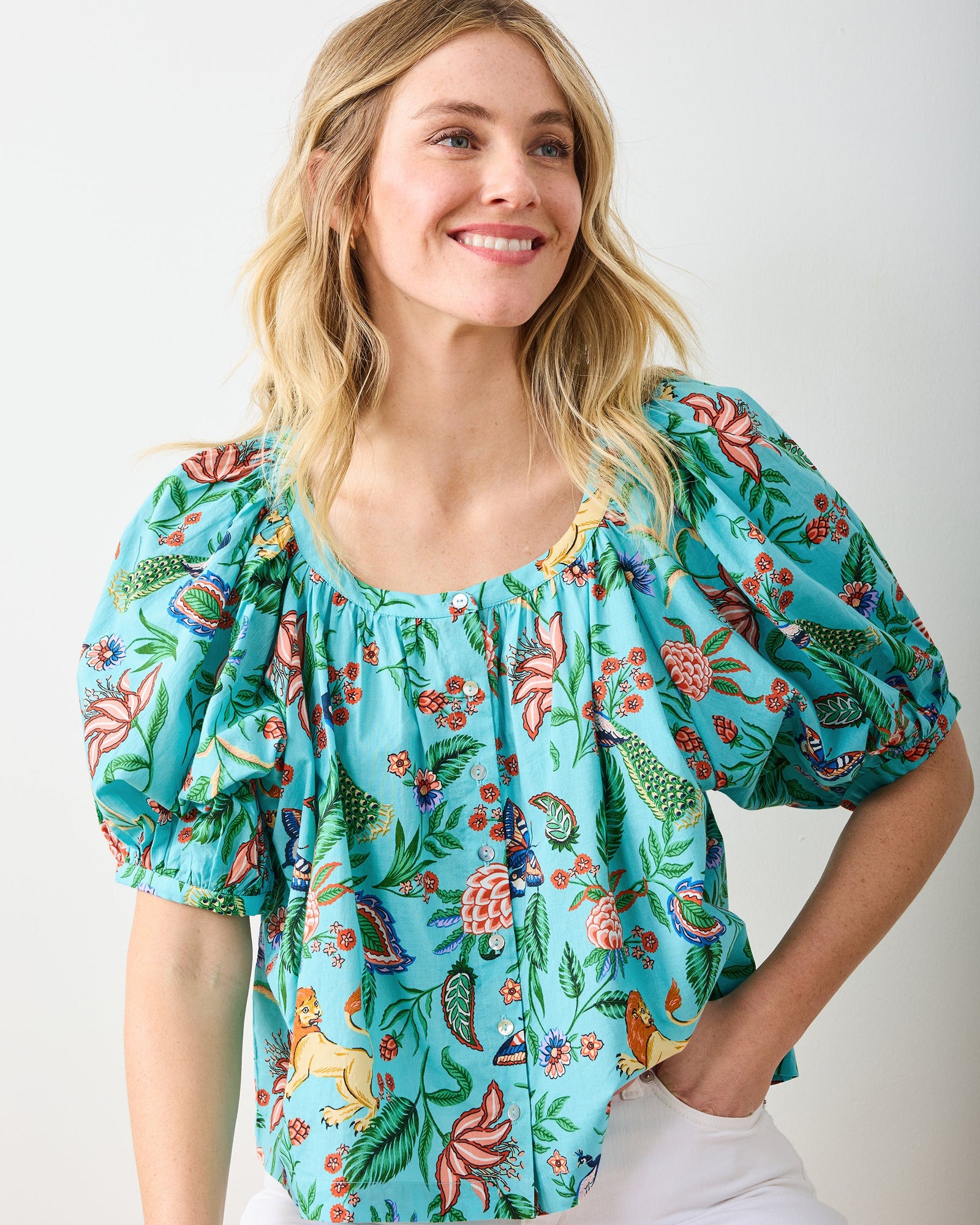 Gilmore Blouse | Garden District - Caribbean Blue