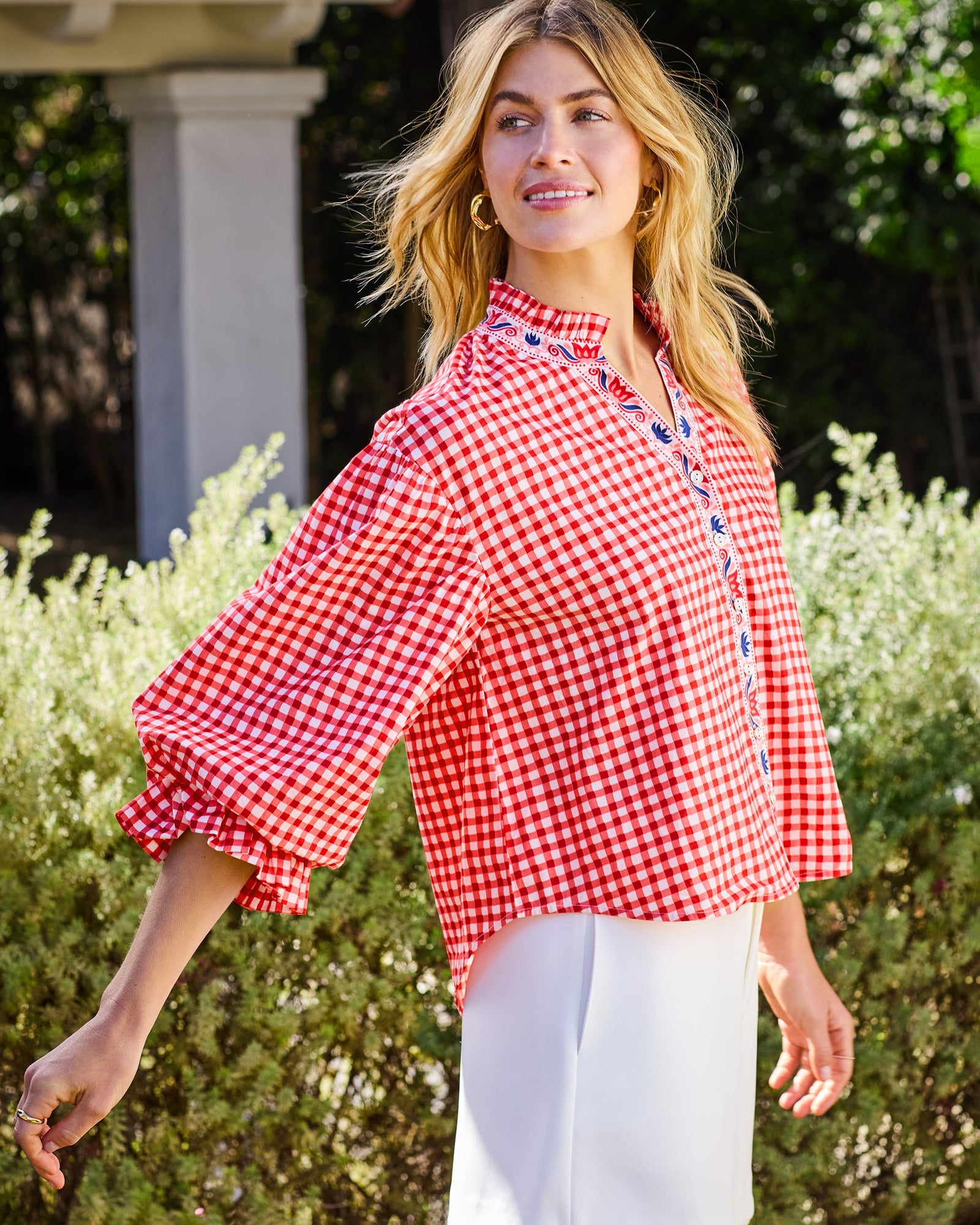 Rosalita Blouse | Garden Gingham - Picnic Red