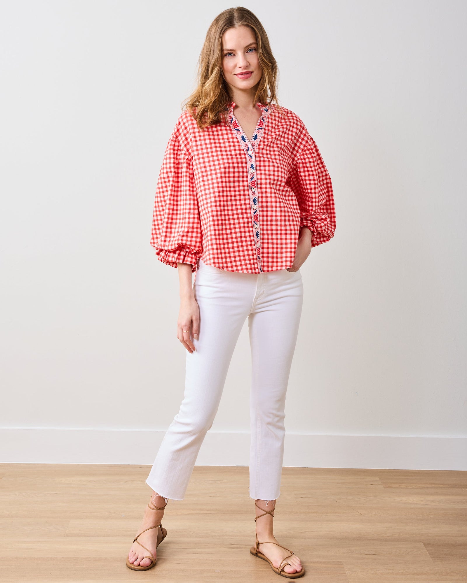 Rosalita Blouse | Garden Gingham - Picnic Red