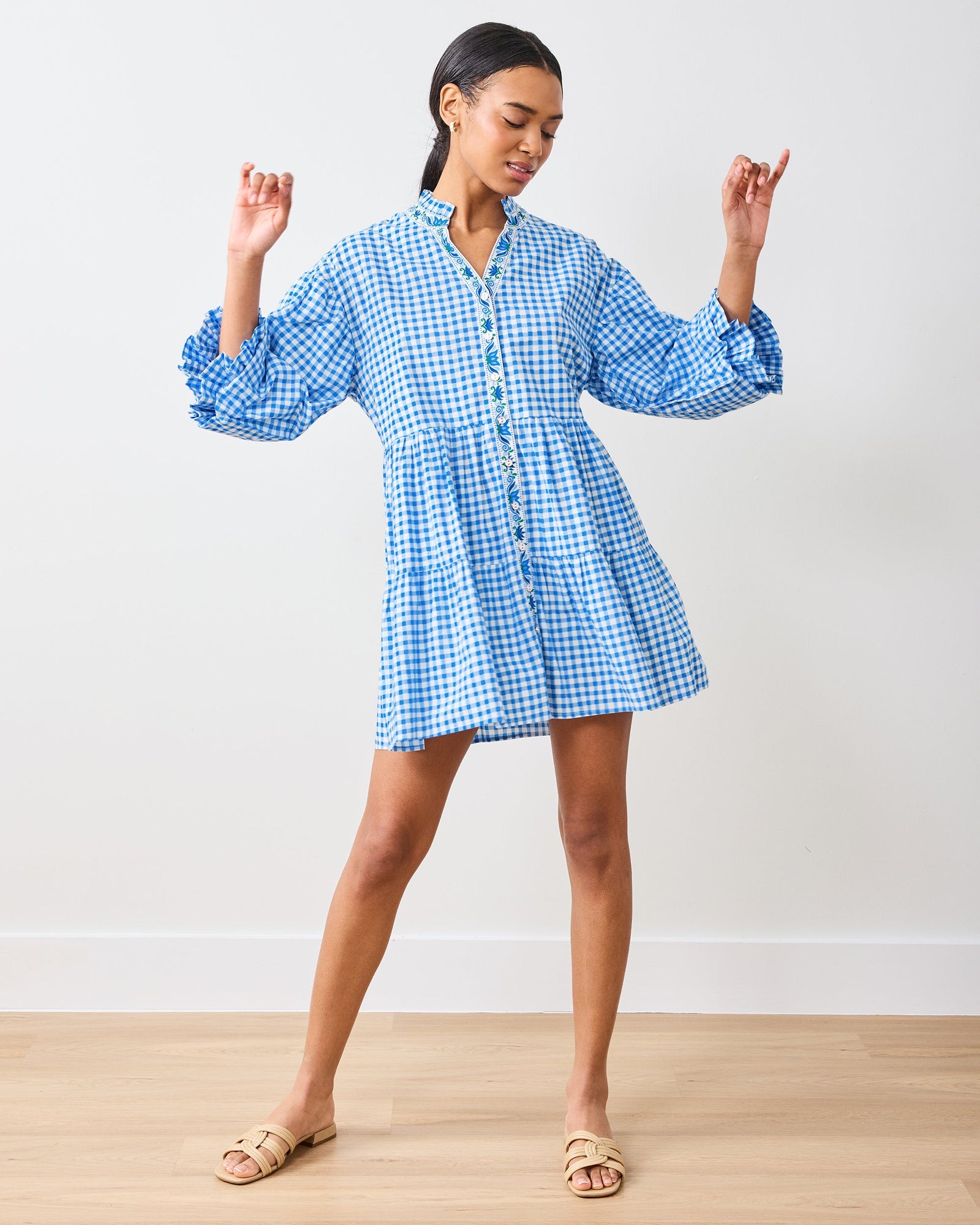 Rosalita Dress | Garden Gingham - Soft Blue