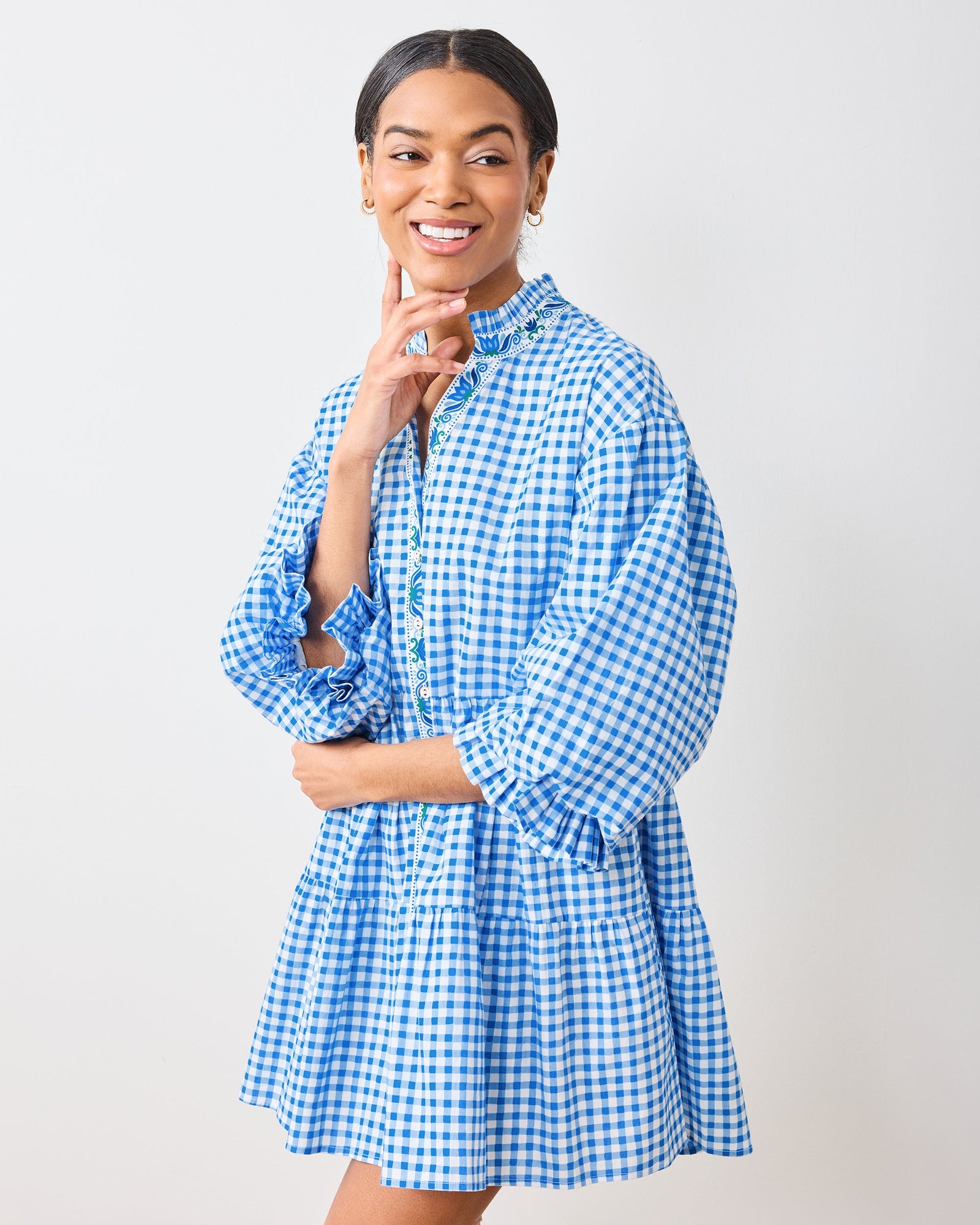 Rosalita Dress | Garden Gingham - Soft Blue