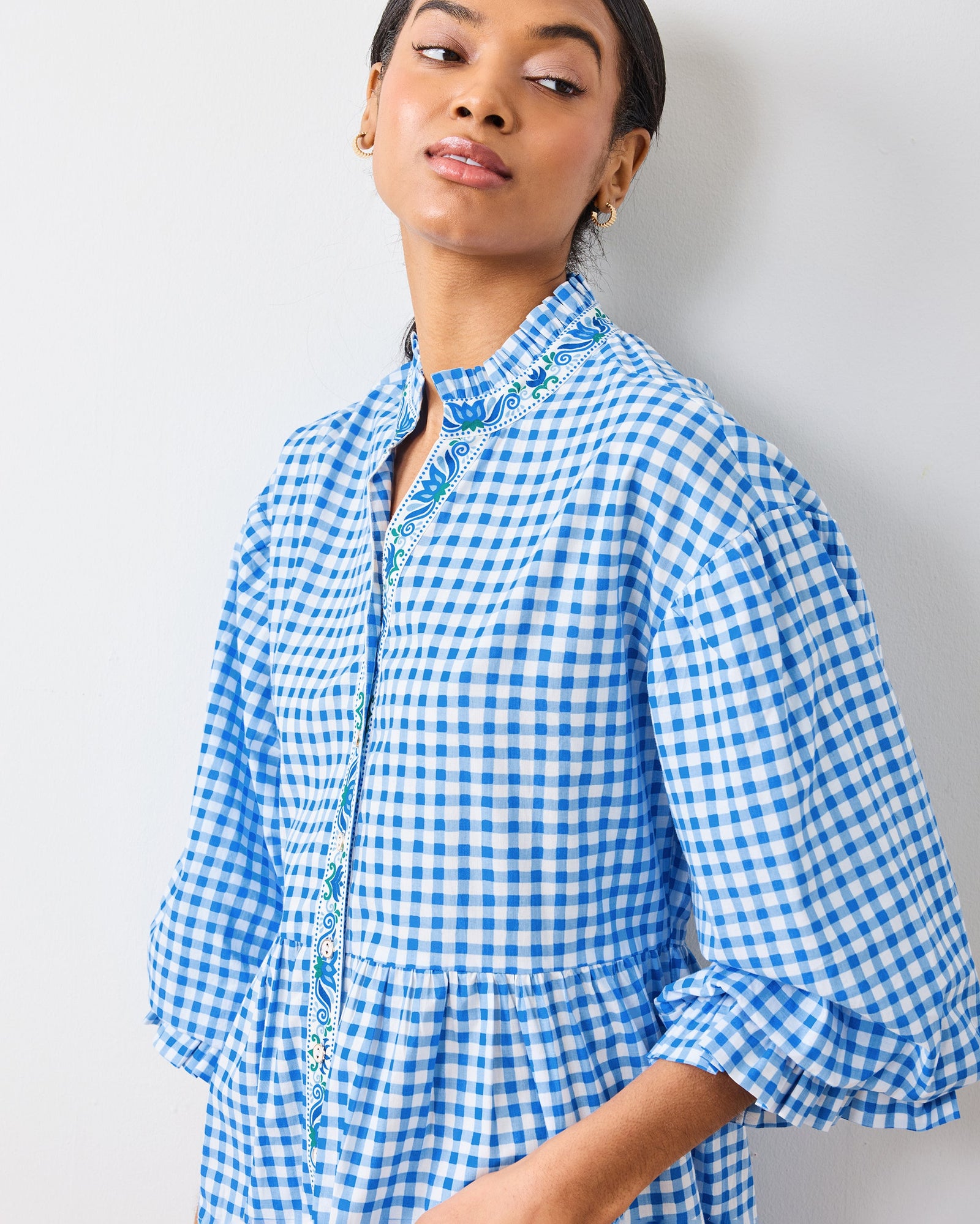 Rosalita Dress | Garden Gingham - Soft Blue