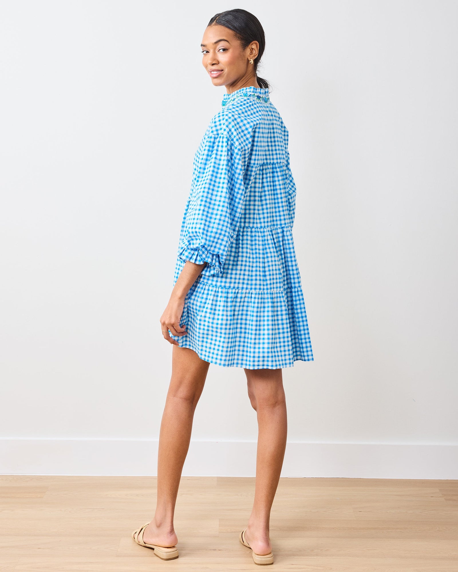 Rosalita Dress | Garden Gingham - Soft Blue