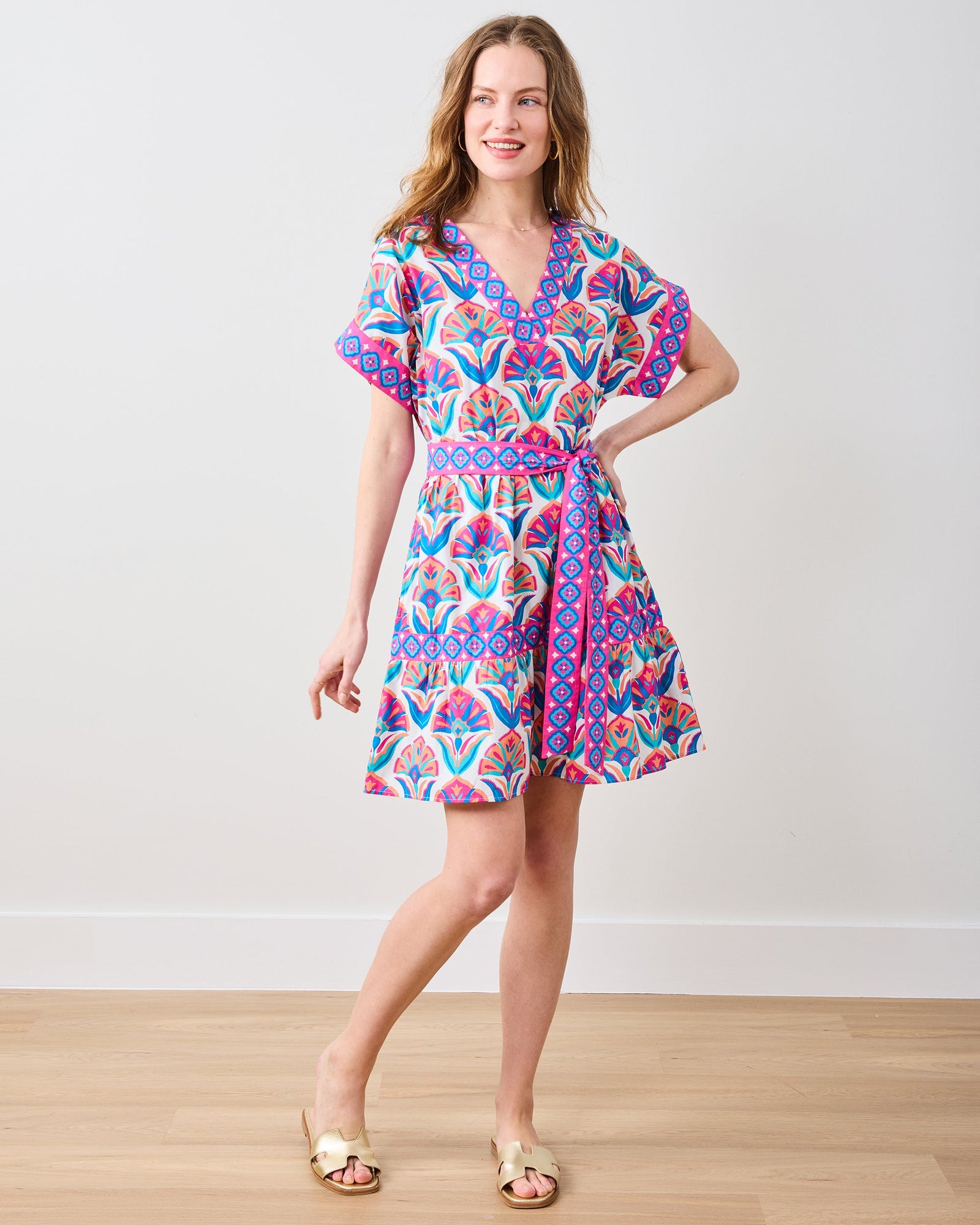 Atlantic Dress | Geo Floral - Fuschia Cloud