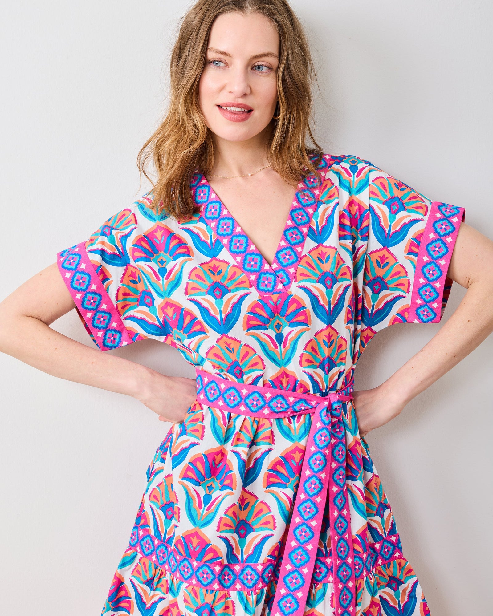 Atlantic Dress | Geo Floral - Fuschia Cloud