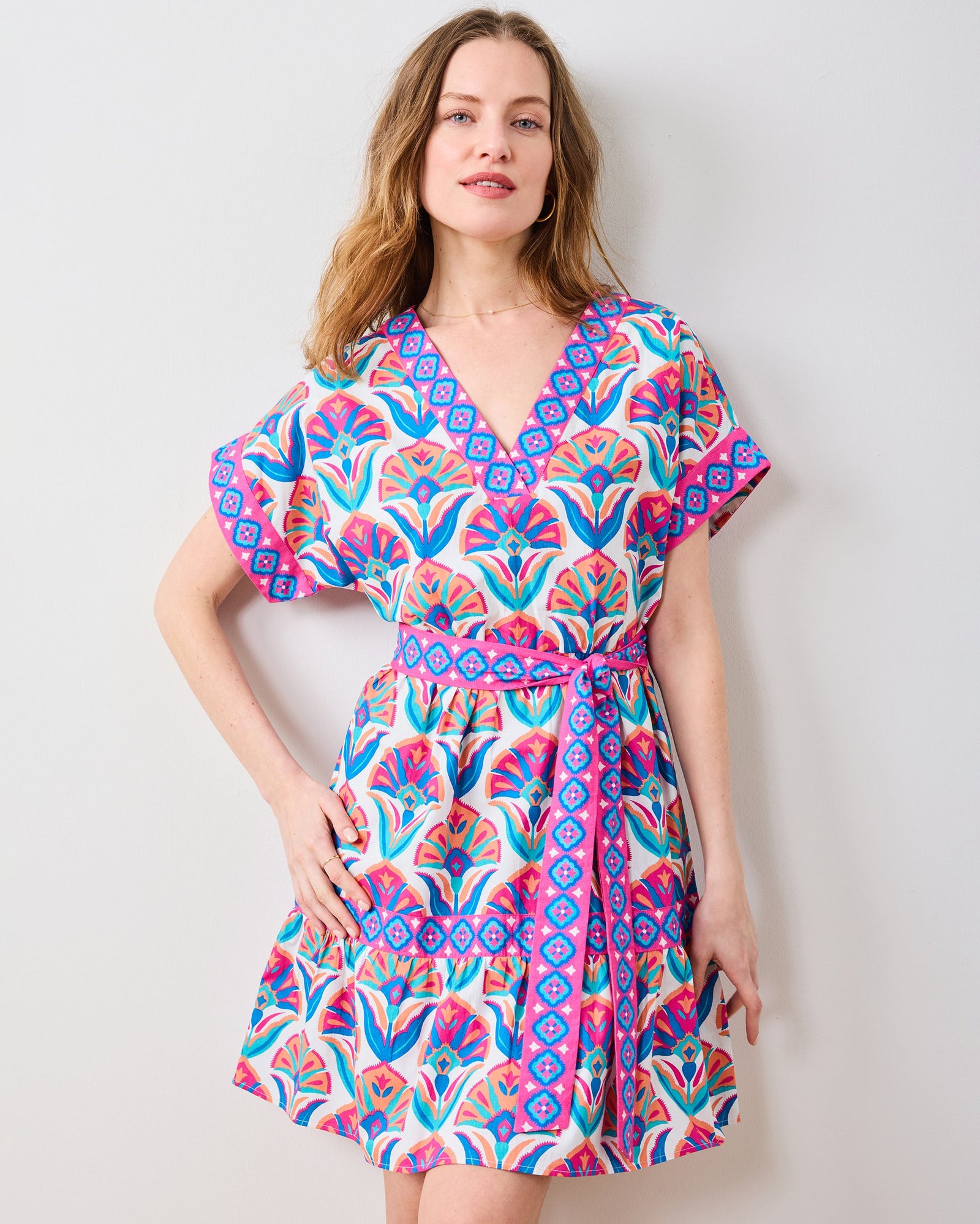 Atlantic Dress | Geo Floral - Fuschia Cloud