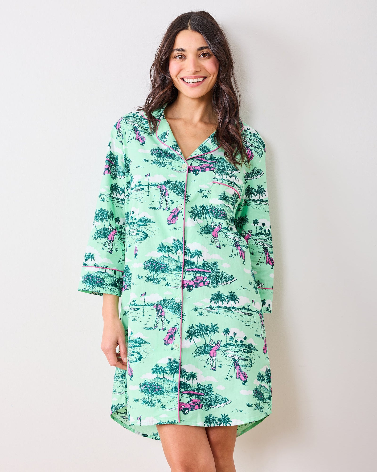 Golf Toile - Sleep Shirt - Putting Green - Printfresh