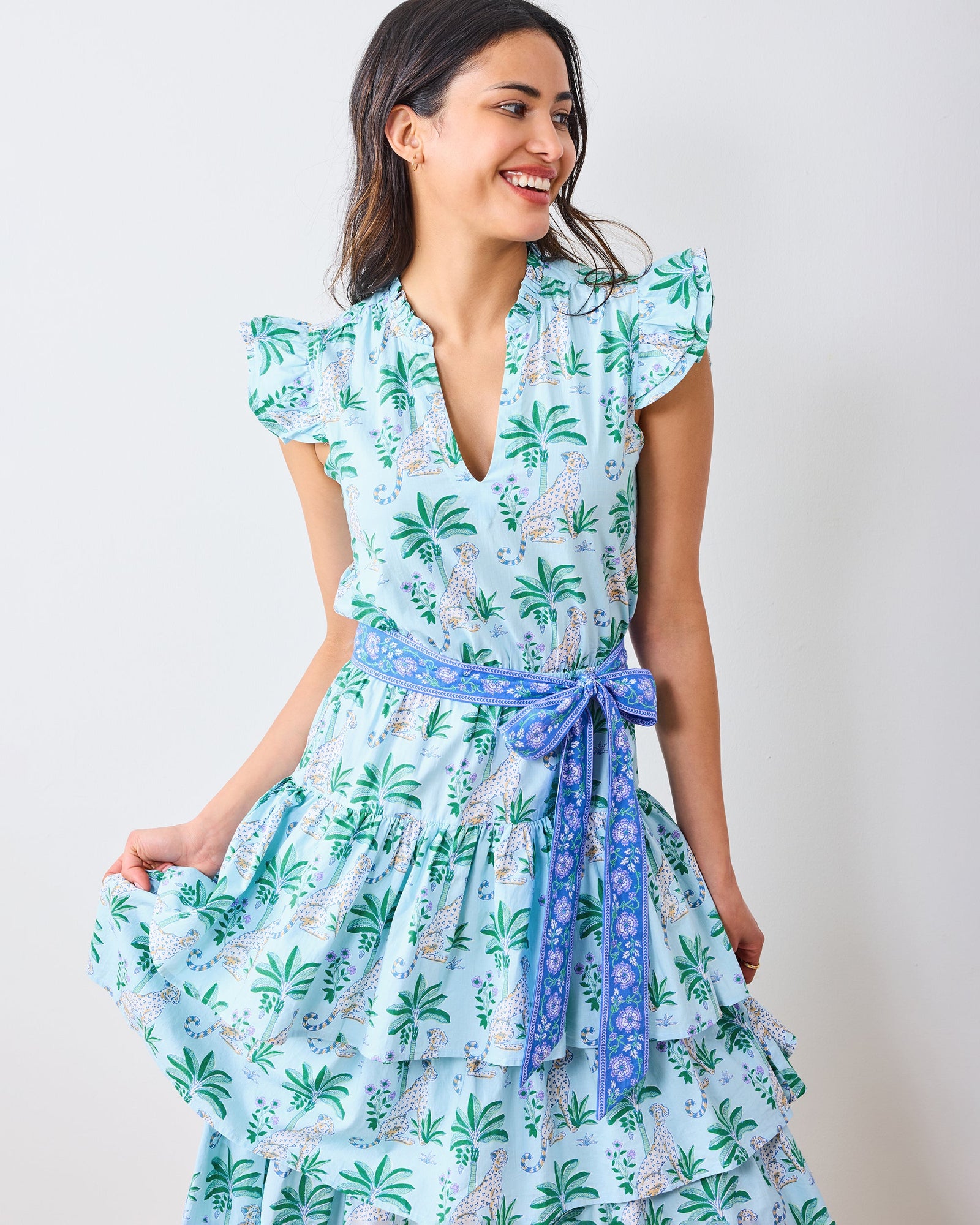 At Ease Dress | Leopard Mirage - Oasis Sky