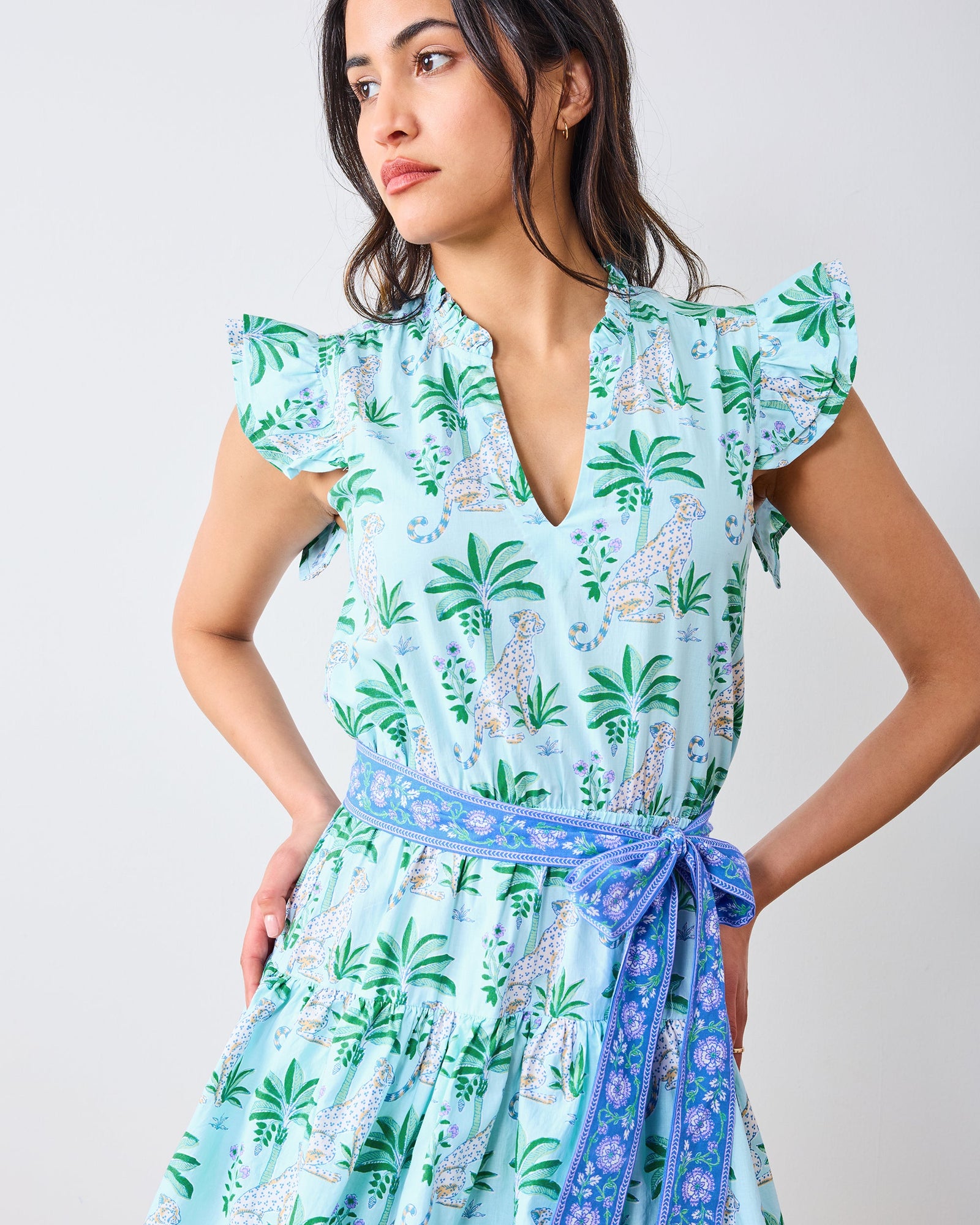 At Ease Dress | Leopard Mirage - Oasis Sky