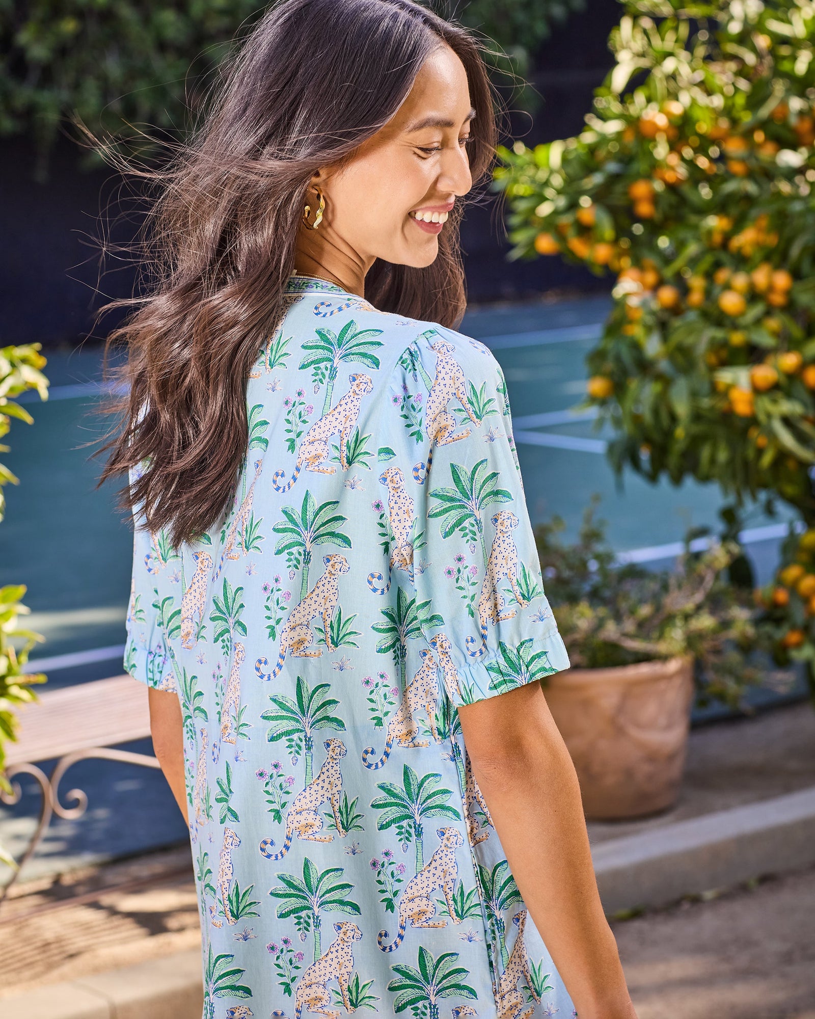 Brunch Dress | Leopard Mirage - Oasis Sky