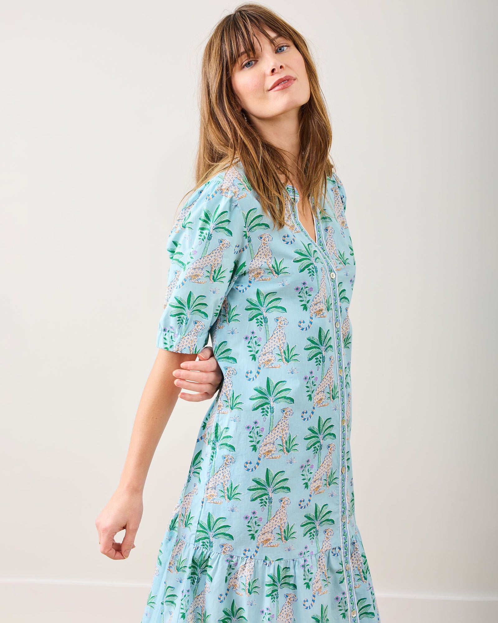Brunch Dress | Leopard Mirage - Oasis Sky