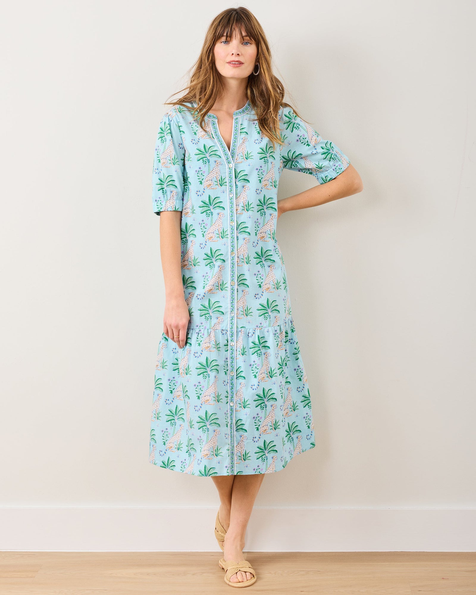 Brunch Dress | Leopard Mirage - Oasis Sky