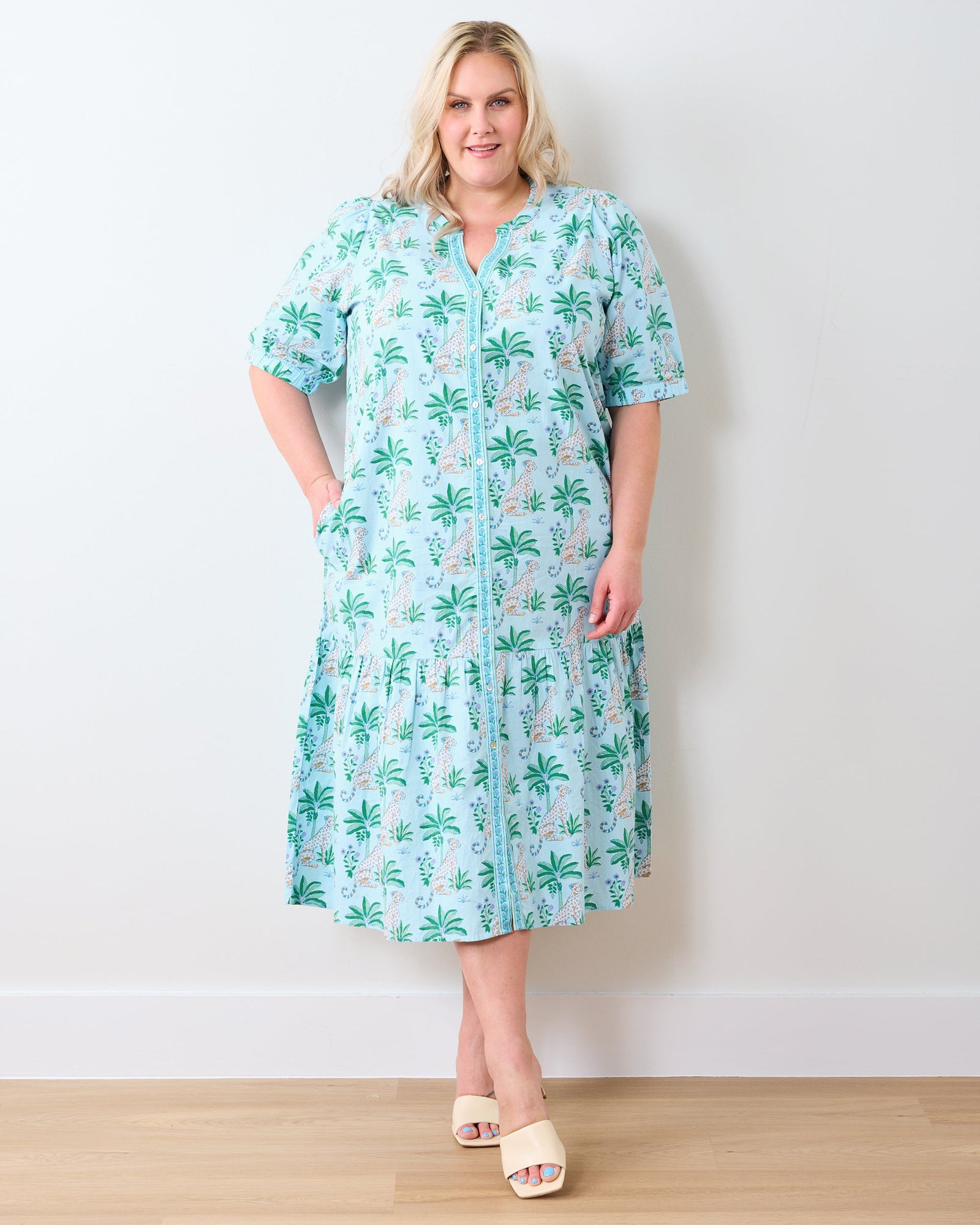 Brunch Dress | Leopard Mirage - Oasis Sky
