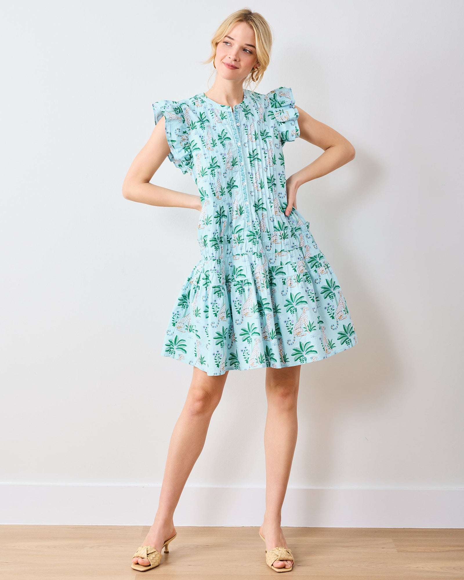 Katie Dress | Leopard Mirage - Oasis Sky