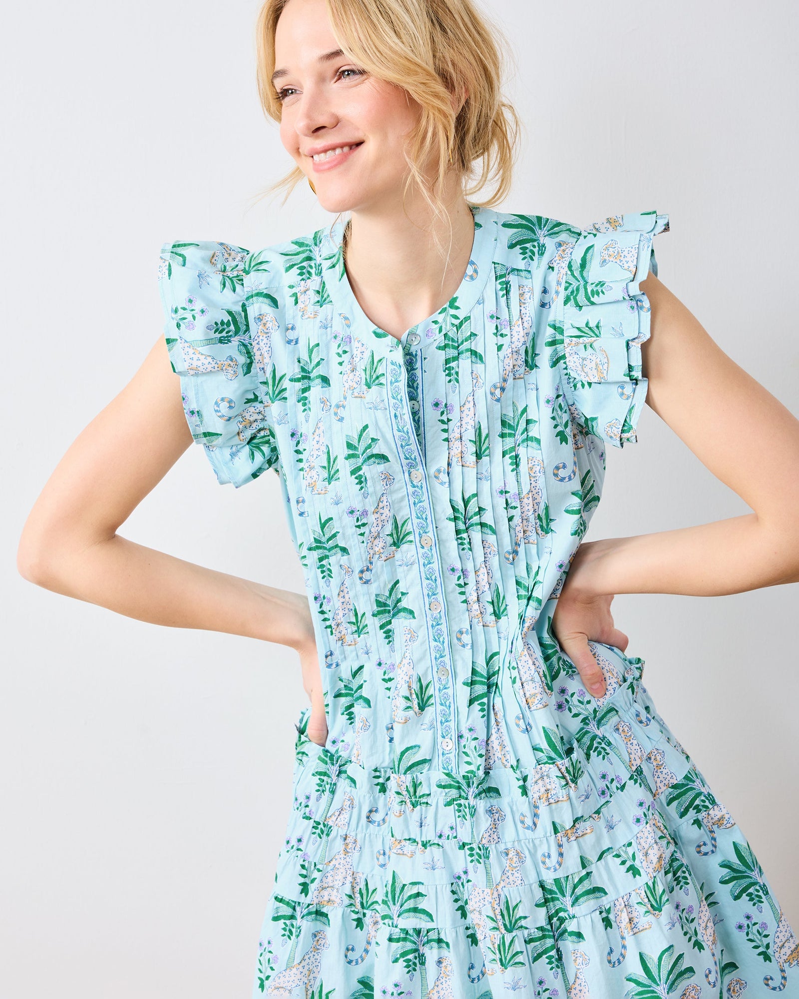 Katie Dress | Leopard Mirage - Oasis Sky