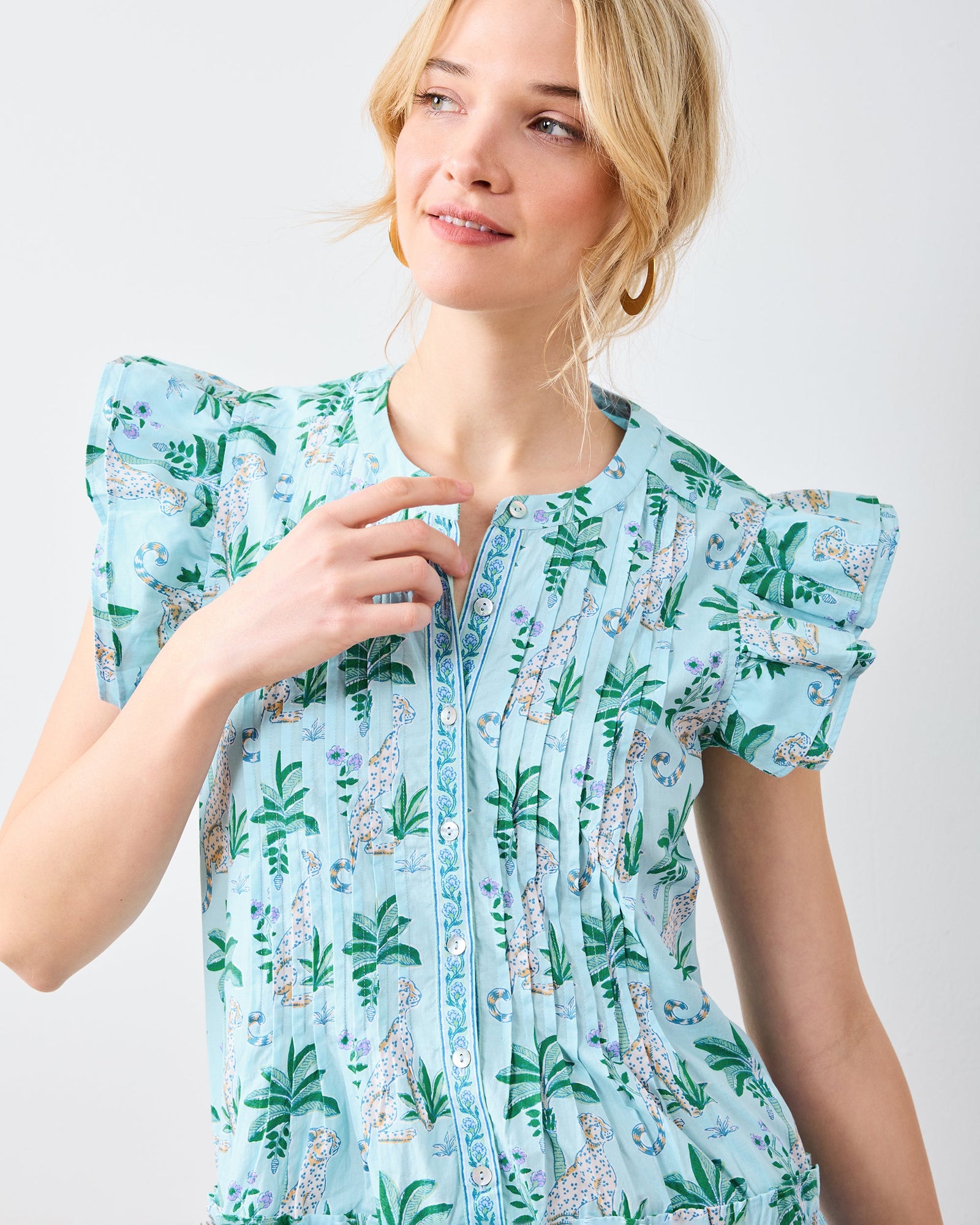 Katie Dress | Leopard Mirage - Oasis Sky