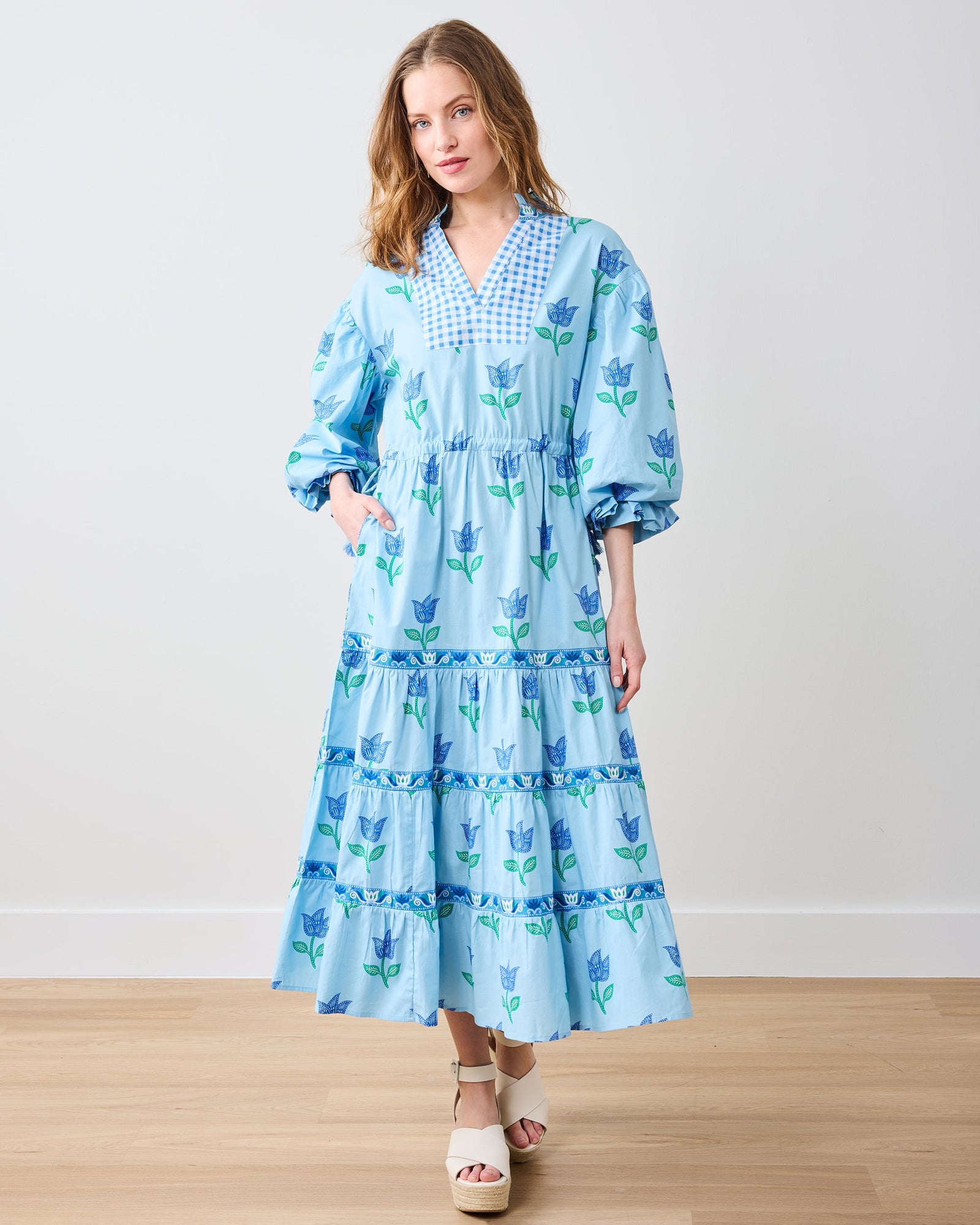 Tulip Bloom - Coconut Cafe Dress - Oasis Sky - Printfresh