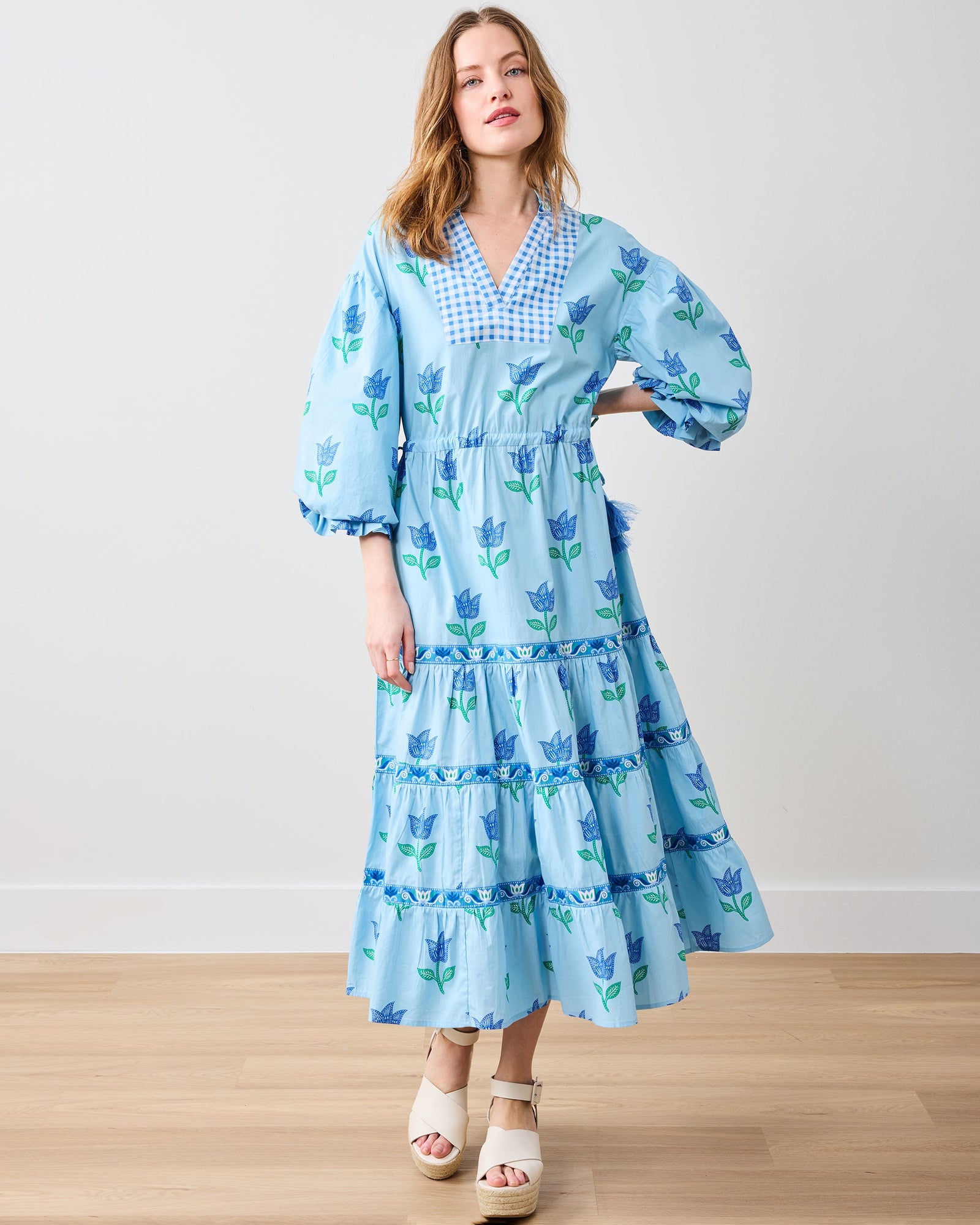 Coconut Cafe Dress | Tulip Bloom - Oasis Sky