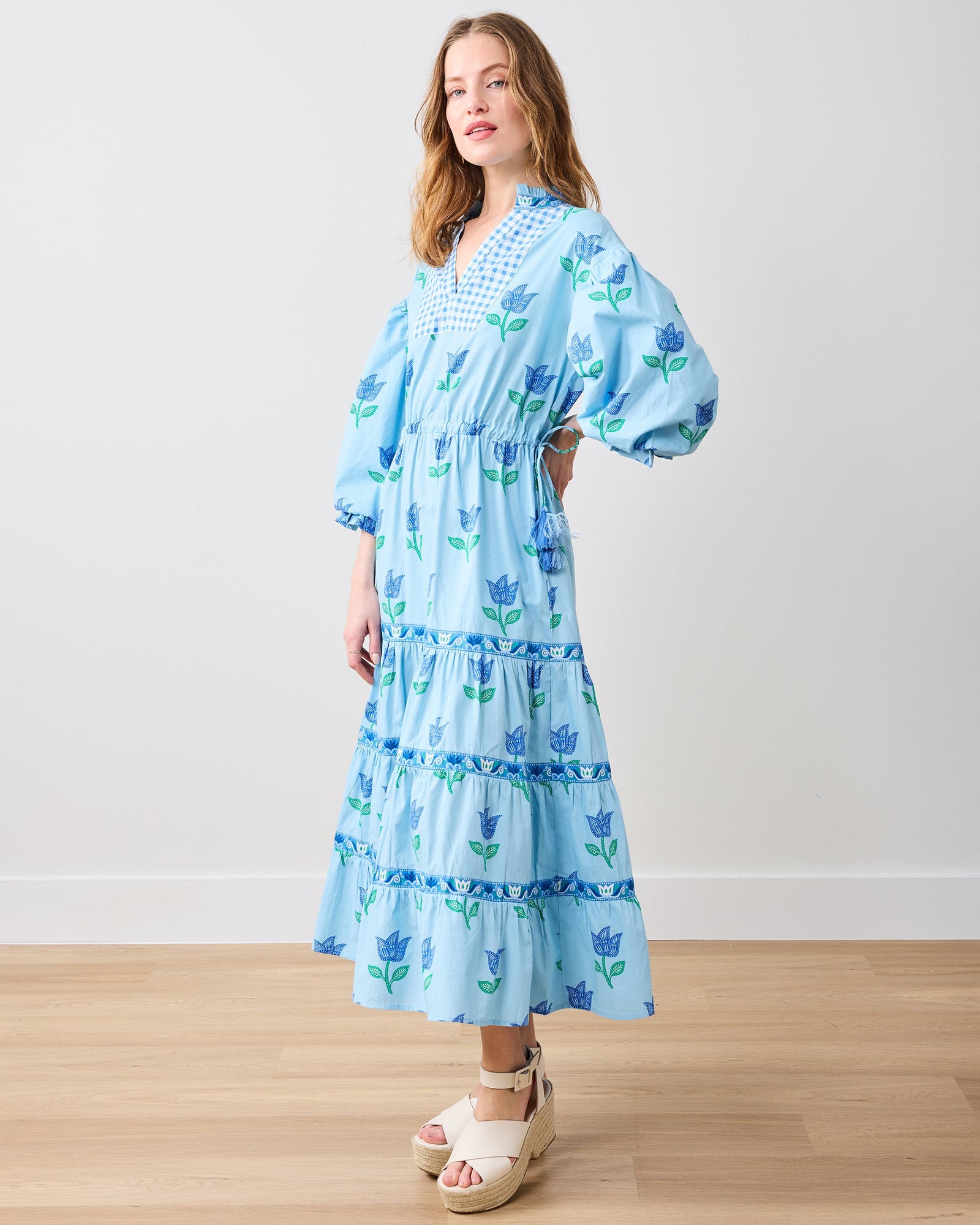 Coconut Cafe Dress | Tulip Bloom - Oasis Sky