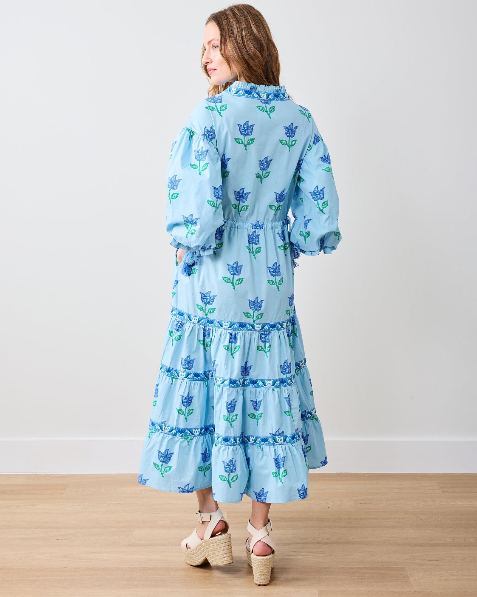Coconut Cafe Dress | Tulip Bloom - Oasis Sky