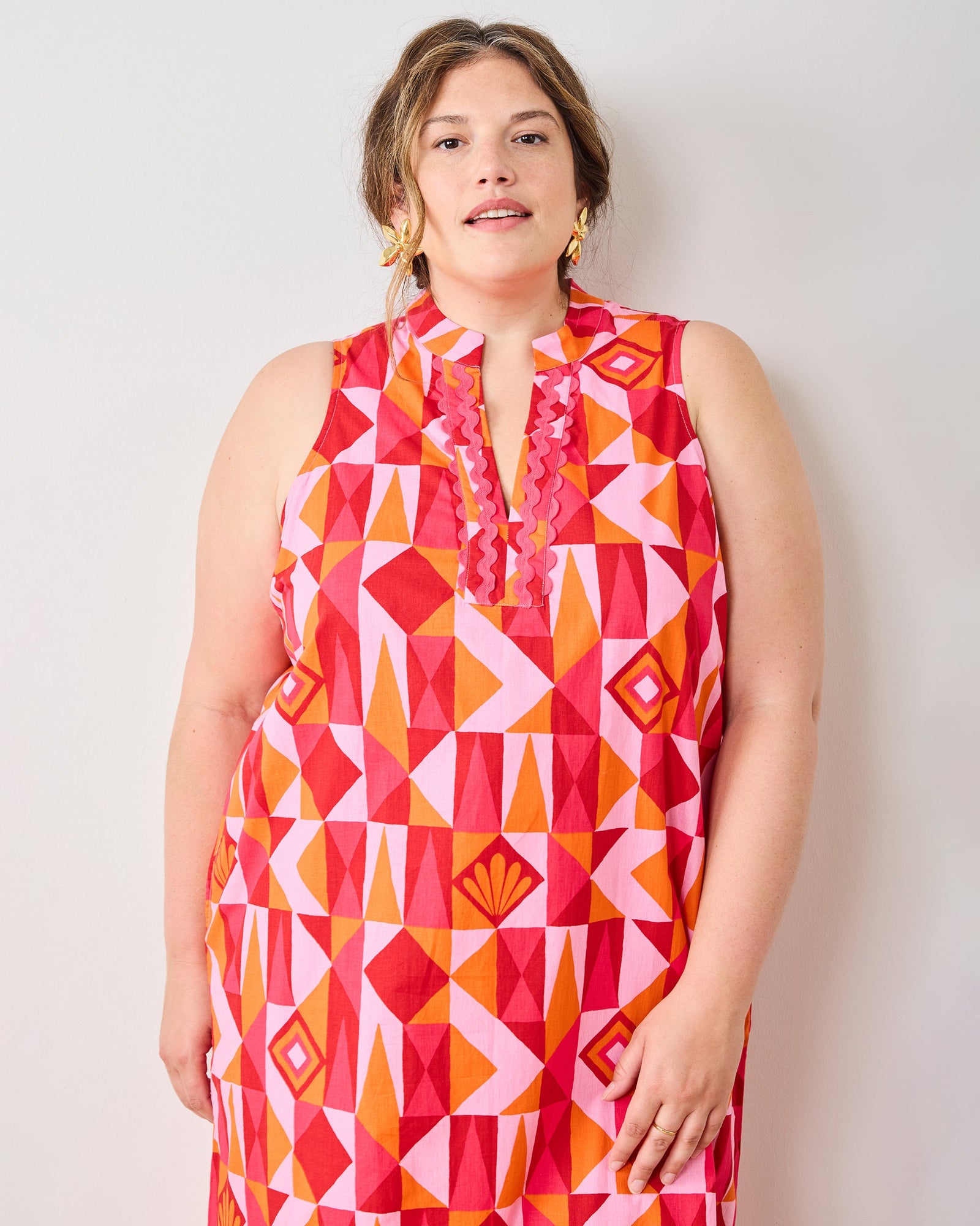 Underwater Mosaic - Ocean View Long Tunic Dress - Pink Crush - Printfresh