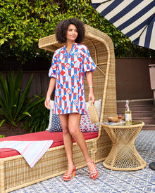 Underwater Mosaic - Isabella Dress - Retro Red - Printfresh