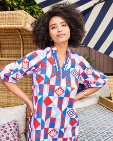 Underwater Mosaic - Isabella Dress - Retro Red - Printfresh