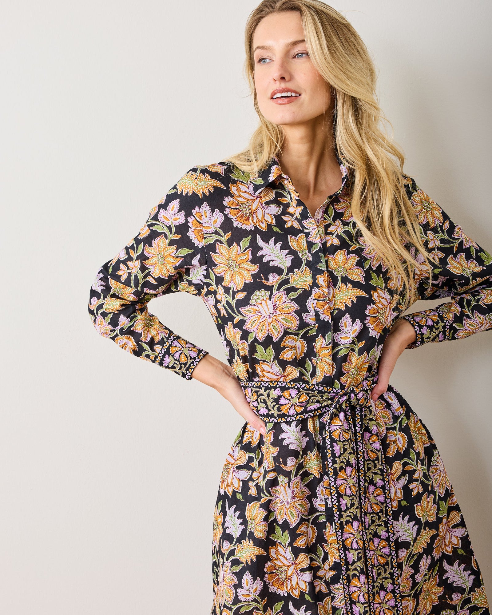 Monaco Dress | Gardenscape - Jet Black