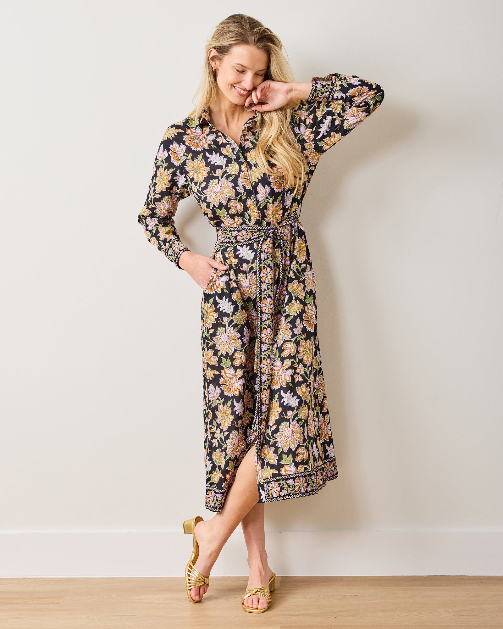Monaco Dress | Gardenscape - Jet Black
