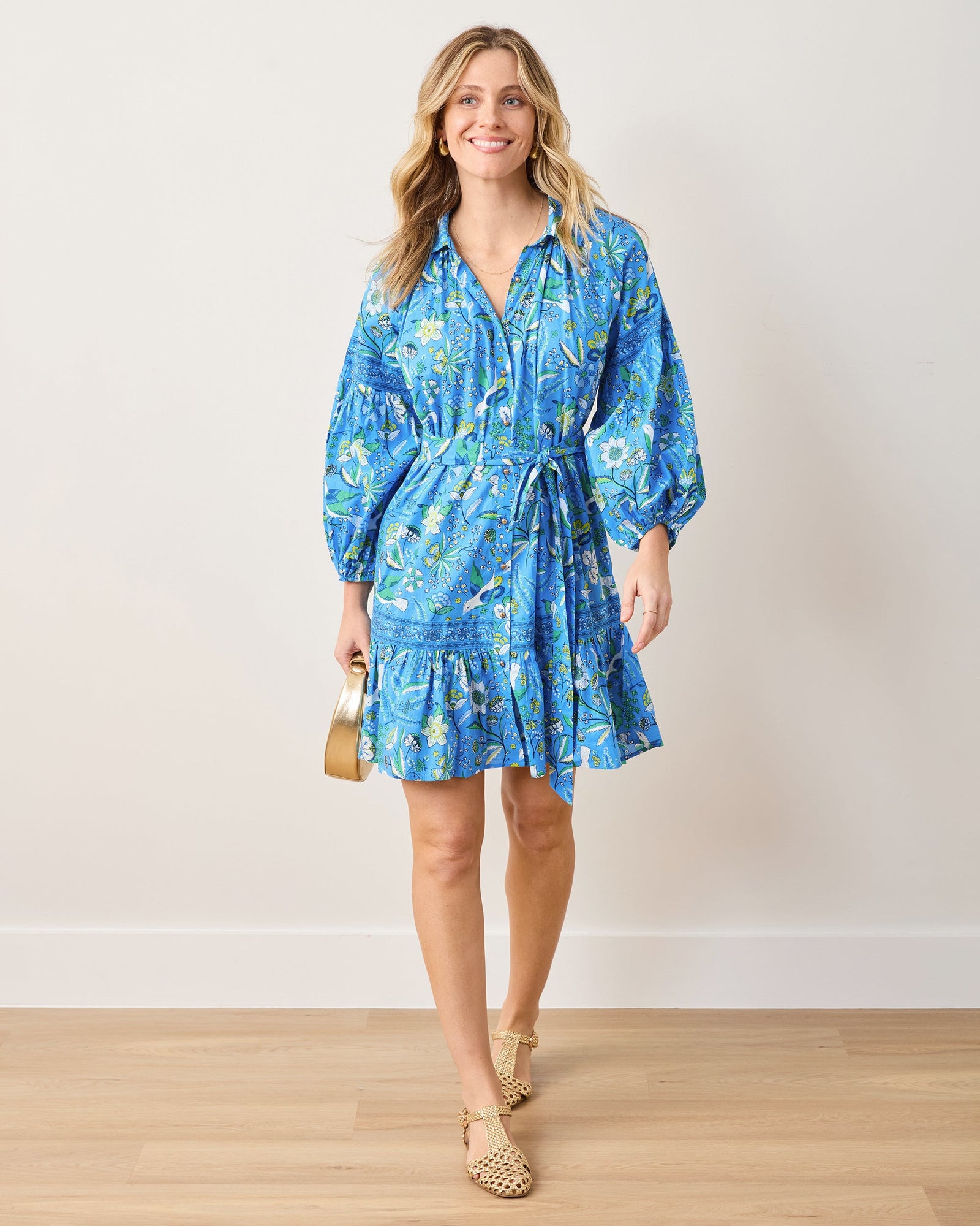 Claudia Dress | Painters Garden - Cobalt Blue