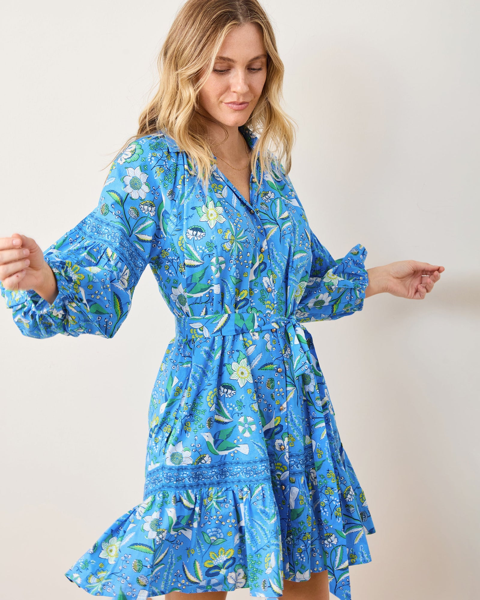 Claudia Dress | Painters Garden - Cobalt Blue