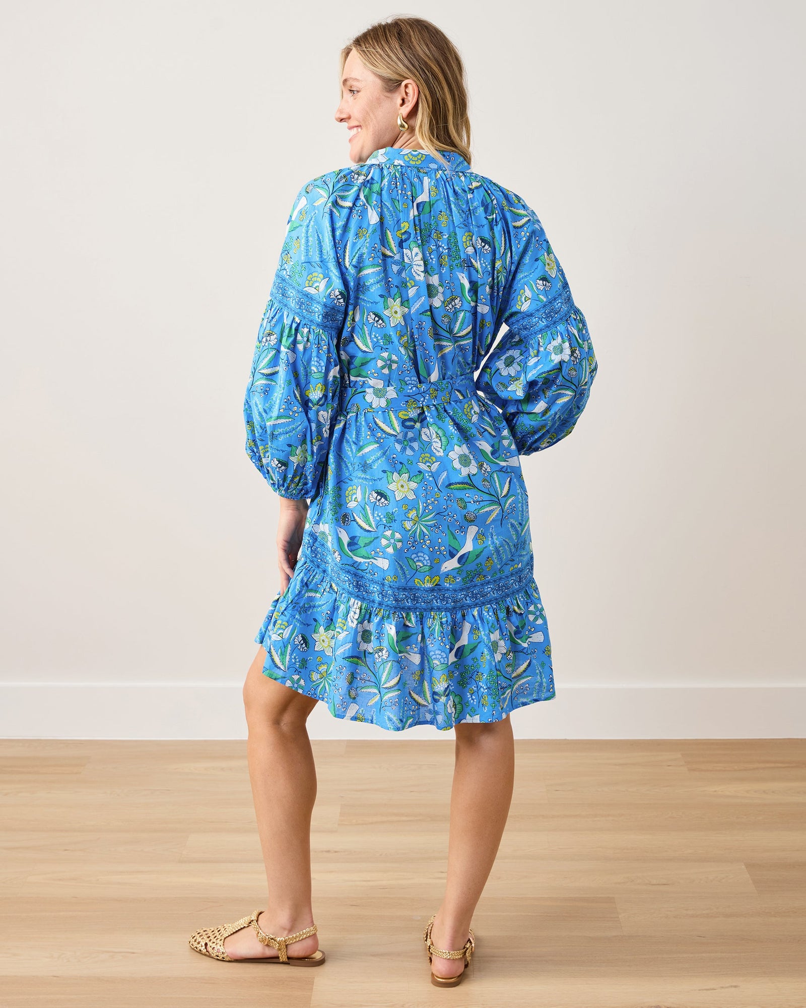 Claudia Dress | Painters Garden - Cobalt Blue