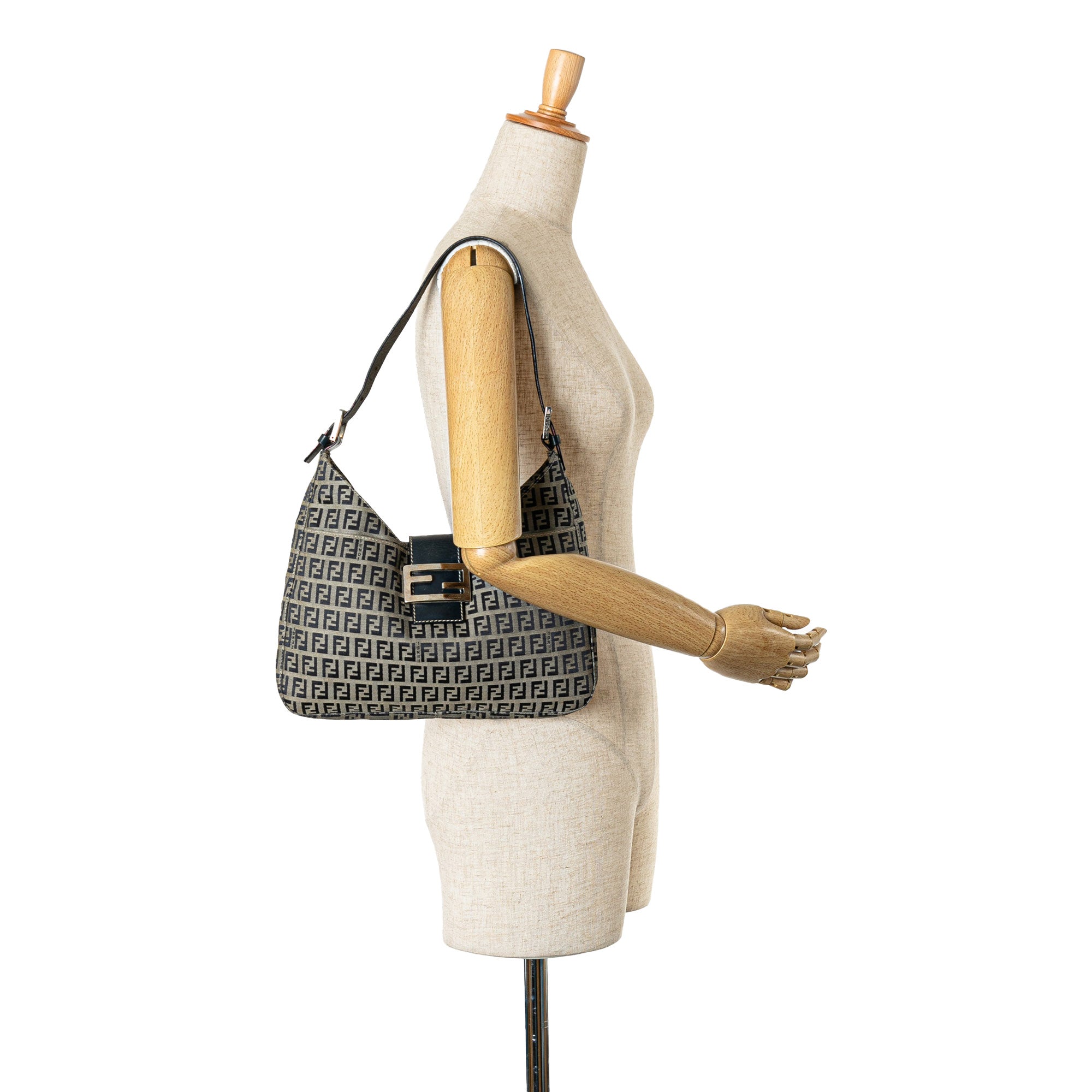 Fendi | Pre-Owned Zucchino Canvas Shoulder Bag | Gray