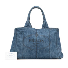 Prada | Pre-Owned Denim Canapa Logo Satchel | Blue/Denim