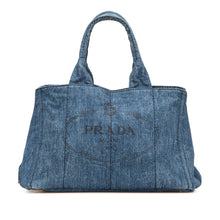 Prada | Pre-Owned Denim Canapa Logo Satchel | Blue/Denim